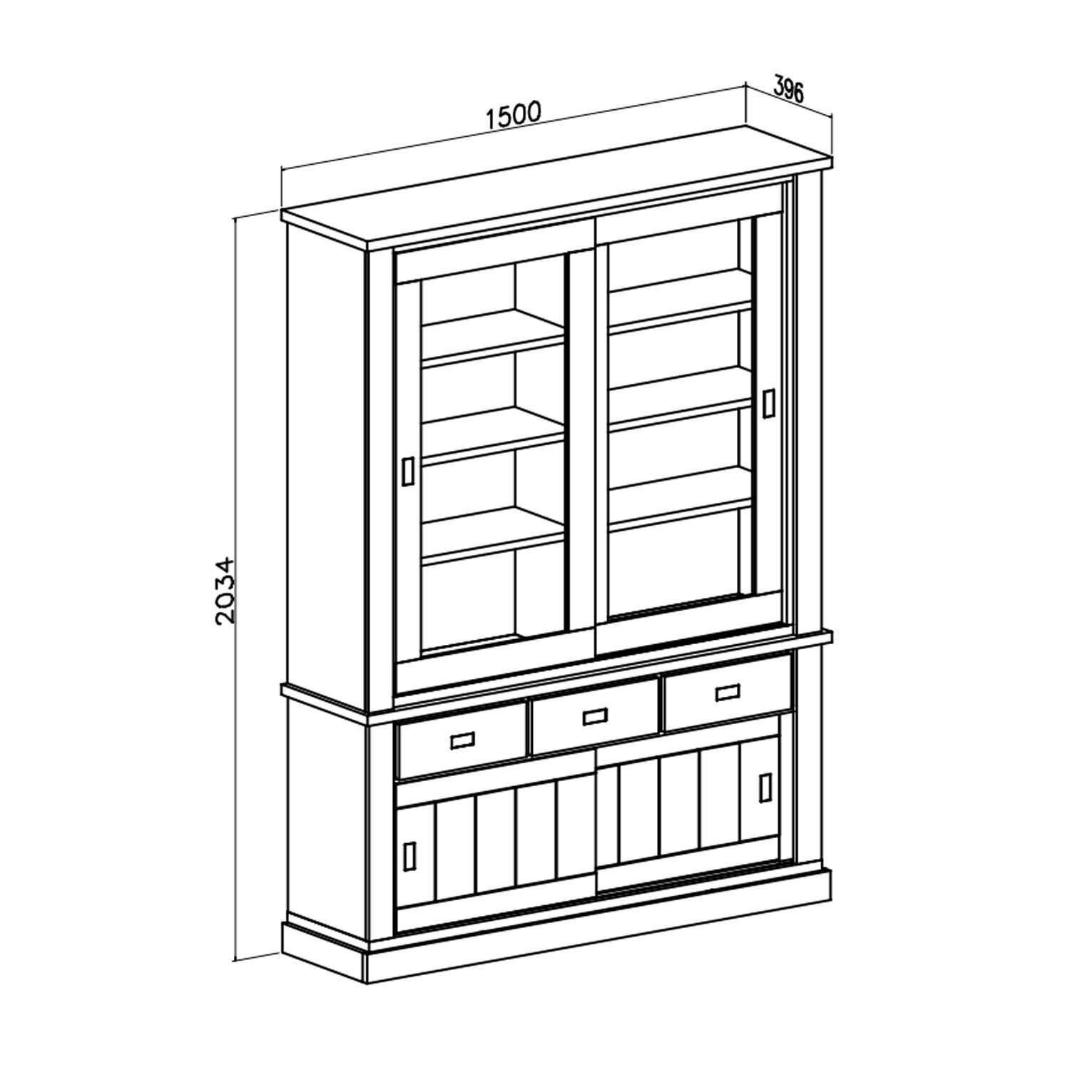Lookway Standvitrine VINCI Andersen Kiefer / Wotan Eiche 203,4 cm