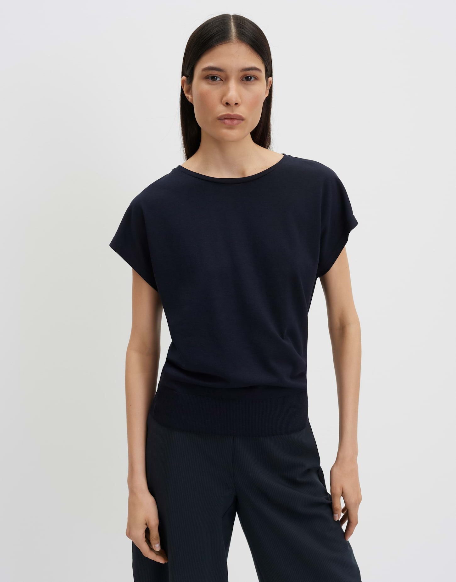 Kurzarmshirt Kaja aus Jersey mit breitem Rippbund