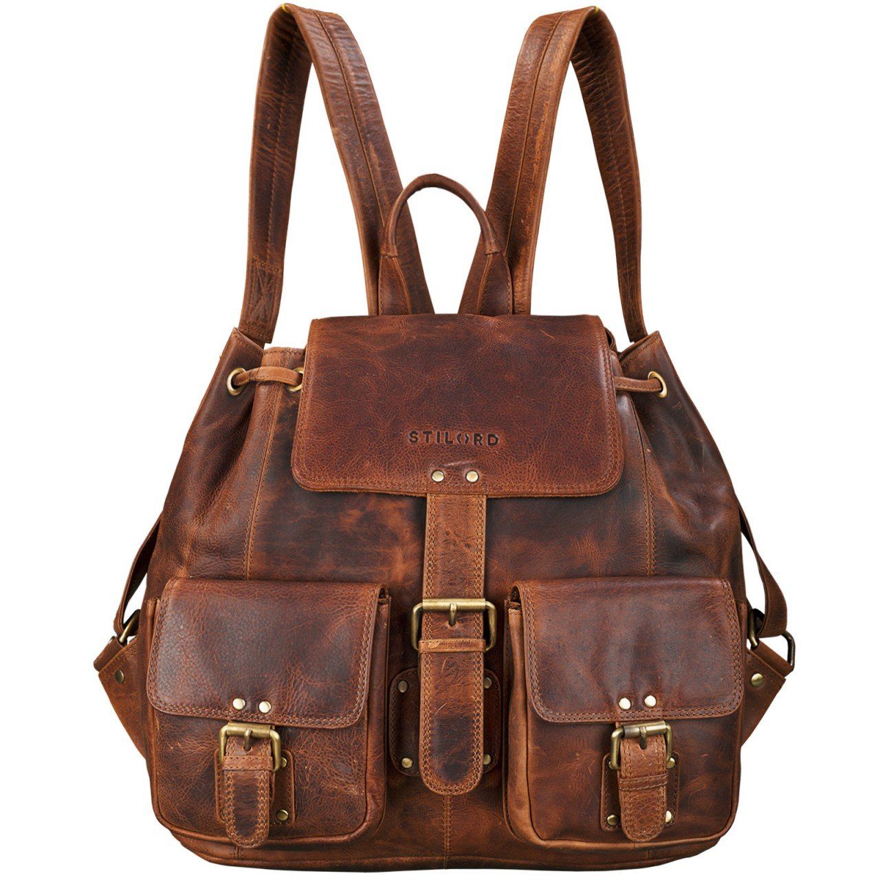 Rucksack Leder Vintage kara "Larissa" STILORD - Damen Cityrucksack cognac