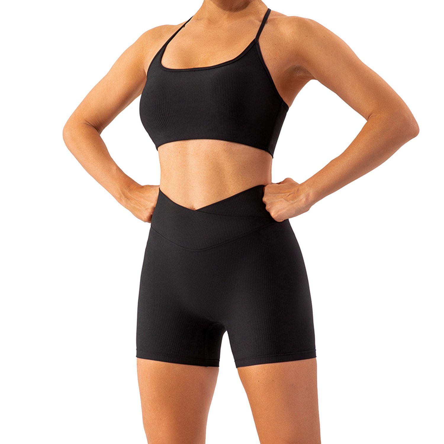 BH, Futter Sport-BH Basic Damen Top und Dessous Sport für MAGICSHE Fitness Leichter schwarz Halt Trainingsset Set: