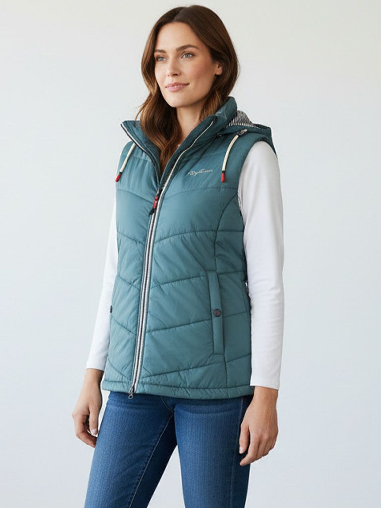 Dry Fashion Steppweste Rügen Damen Weste Rügen mit abnehmbarer Kapuze und taillierten Schnitt