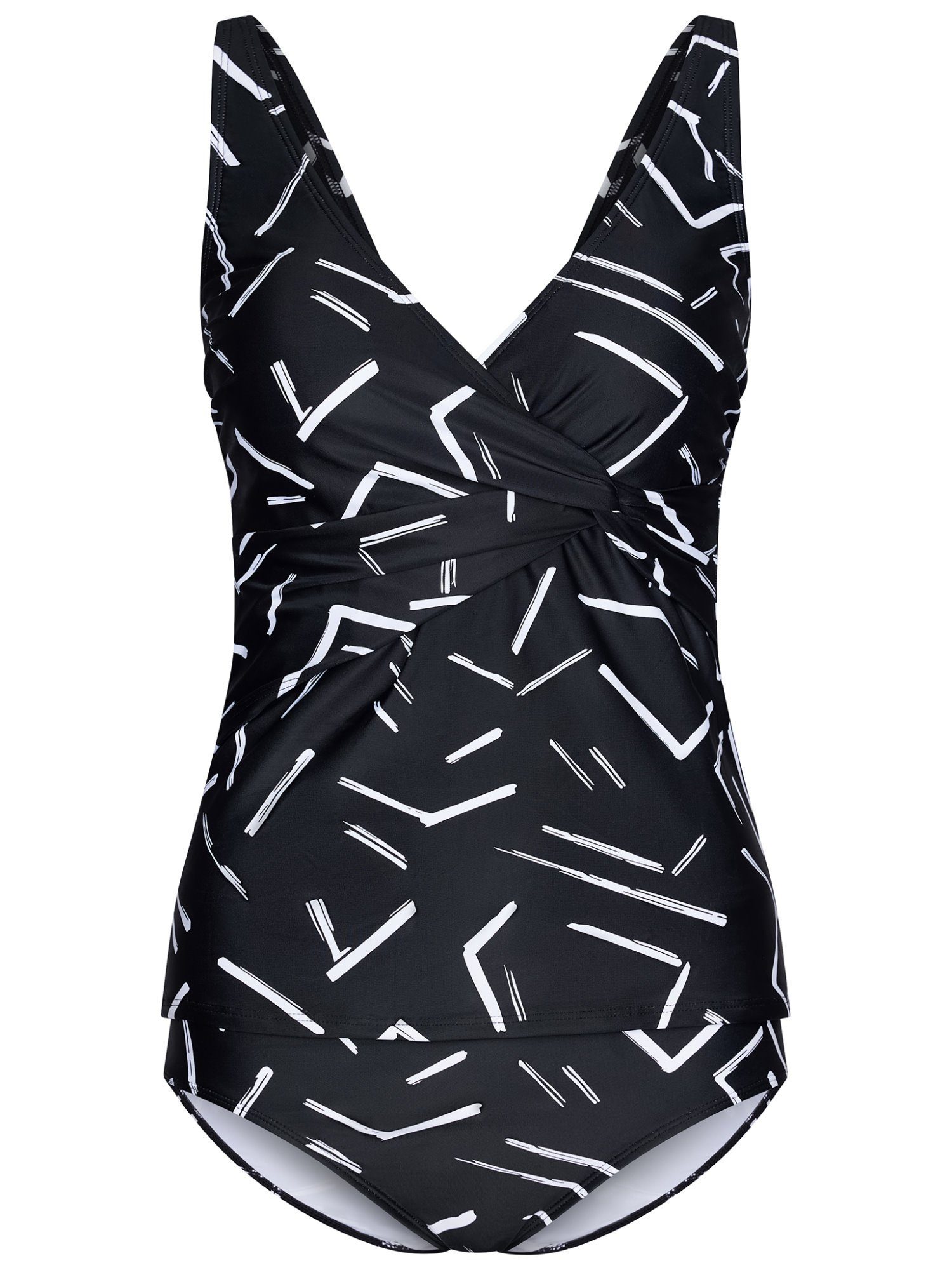 Pastunette Tankini Damen Tankini schwarz weiß (2-St) Modisches grafisches Design