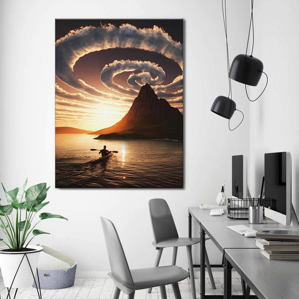 DOTCOMCANVAS® Leinwandbild, Verlassene Insel Wandbild Rahmen von mit schwarzer Natur