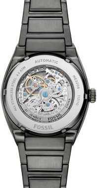 Fossil Automatikuhr EVERETT, ME3206, Armbanduhr, Herrenuhr, mechanische Uhr, skelettiertes Zifferblatt