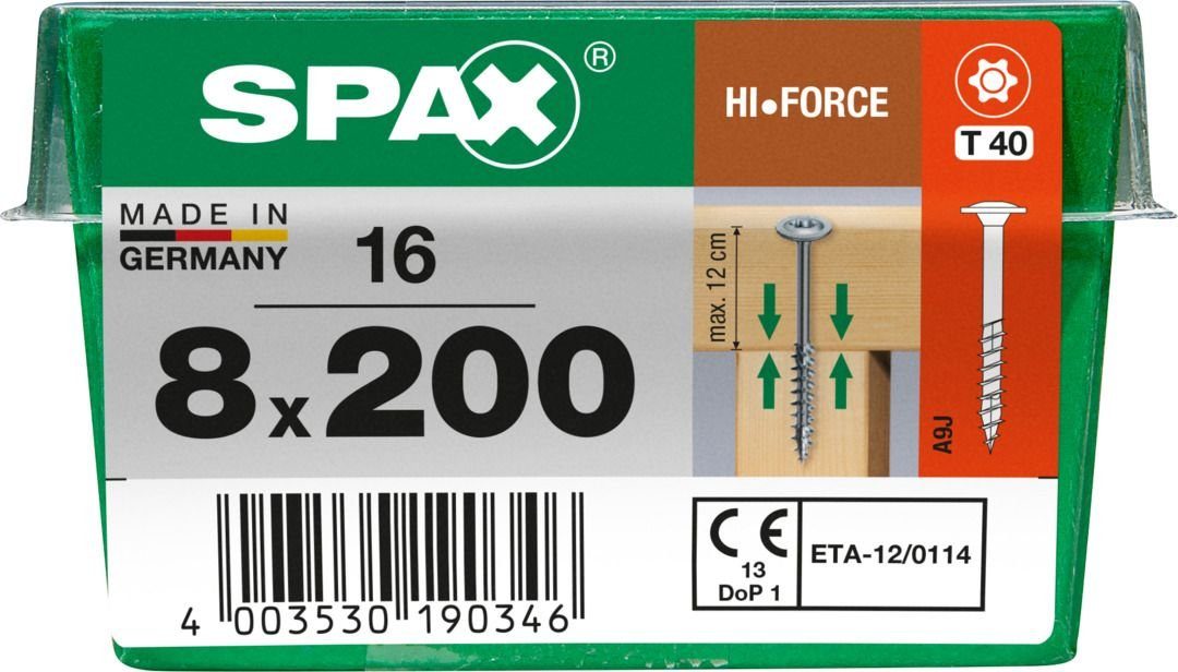 SPAX Holzbauschraube Spax Holzbauschrauben 8.0 x 200 mm TX 40 - 16 Stk.