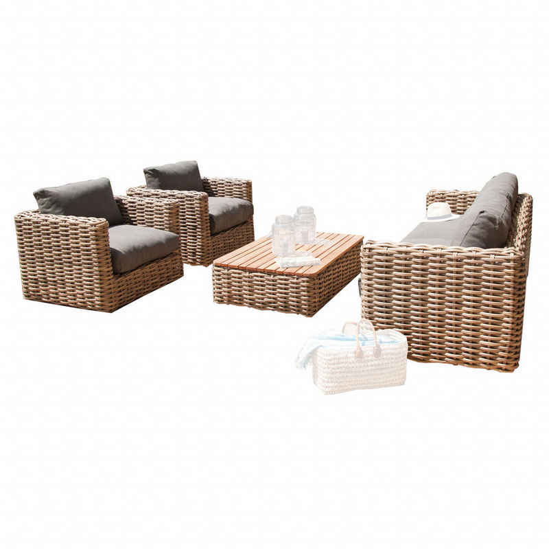 SonnenPartner Gartenlounge-Set Sonnenpartner 4-teilige Lounge-Sitzgruppe Sands Aluminium mit