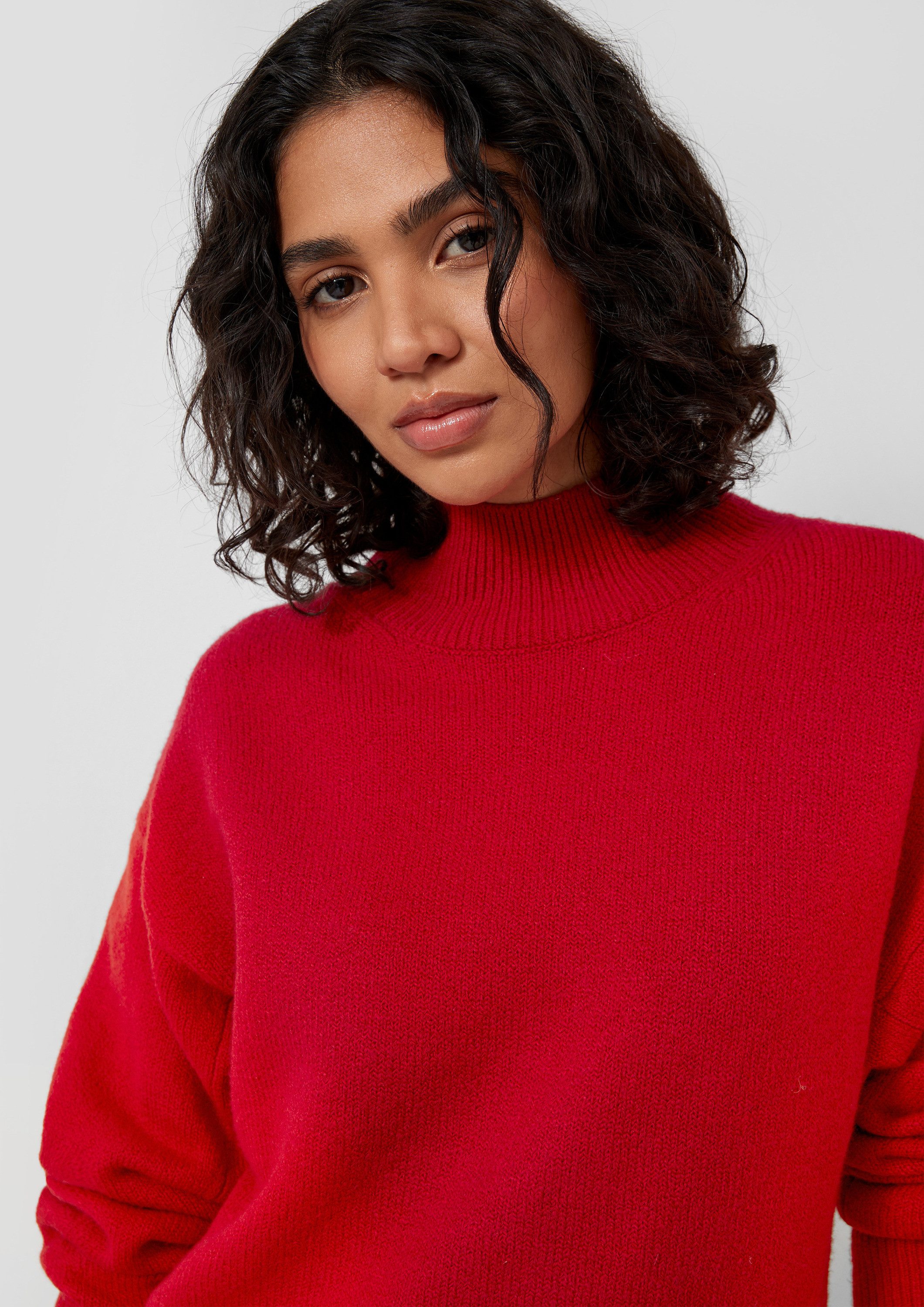 s.Oliver Longpullover Strickpullover Weicher Pullover mit Stehkragen
