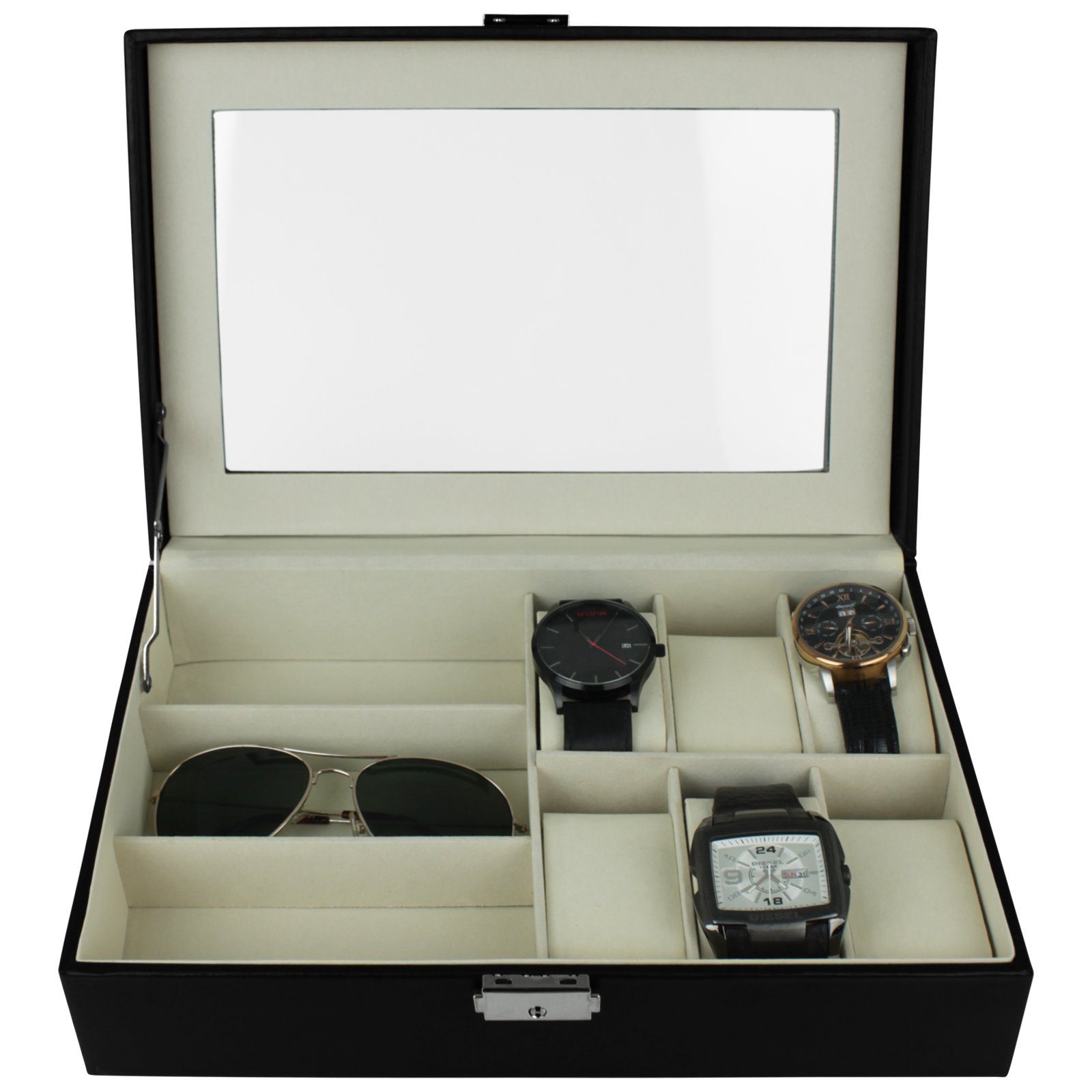 Schmuckkästchen collection styling Brillen Koopman & Uhrenkasten Schwarz Uhren Aufbewahrung Kasten Uhrenbox Box Uhrenkästchen Home Brillenkasten Uhrenaufbewahrung,