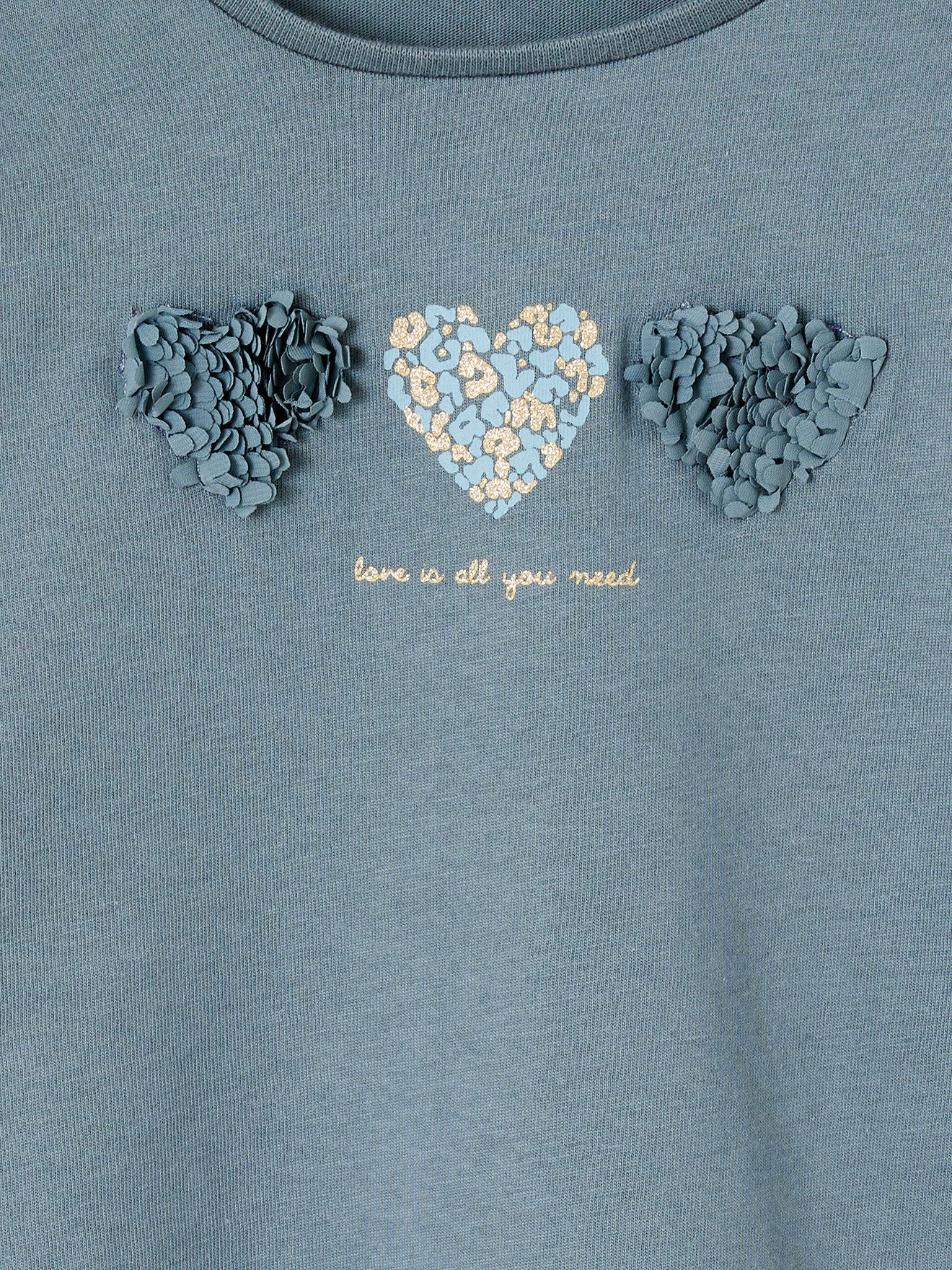 vertbaudet Langarmshirt Mädchen T-Shirt mit Relief-Herz – Bild 3 von 4