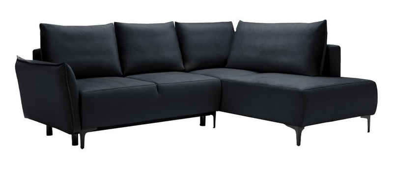 LIV'IN Sofa FARO, B 243 x T 191 cm, Anthrazit, Mikrofaser, mit Ausziehfunktion und Bettkasten