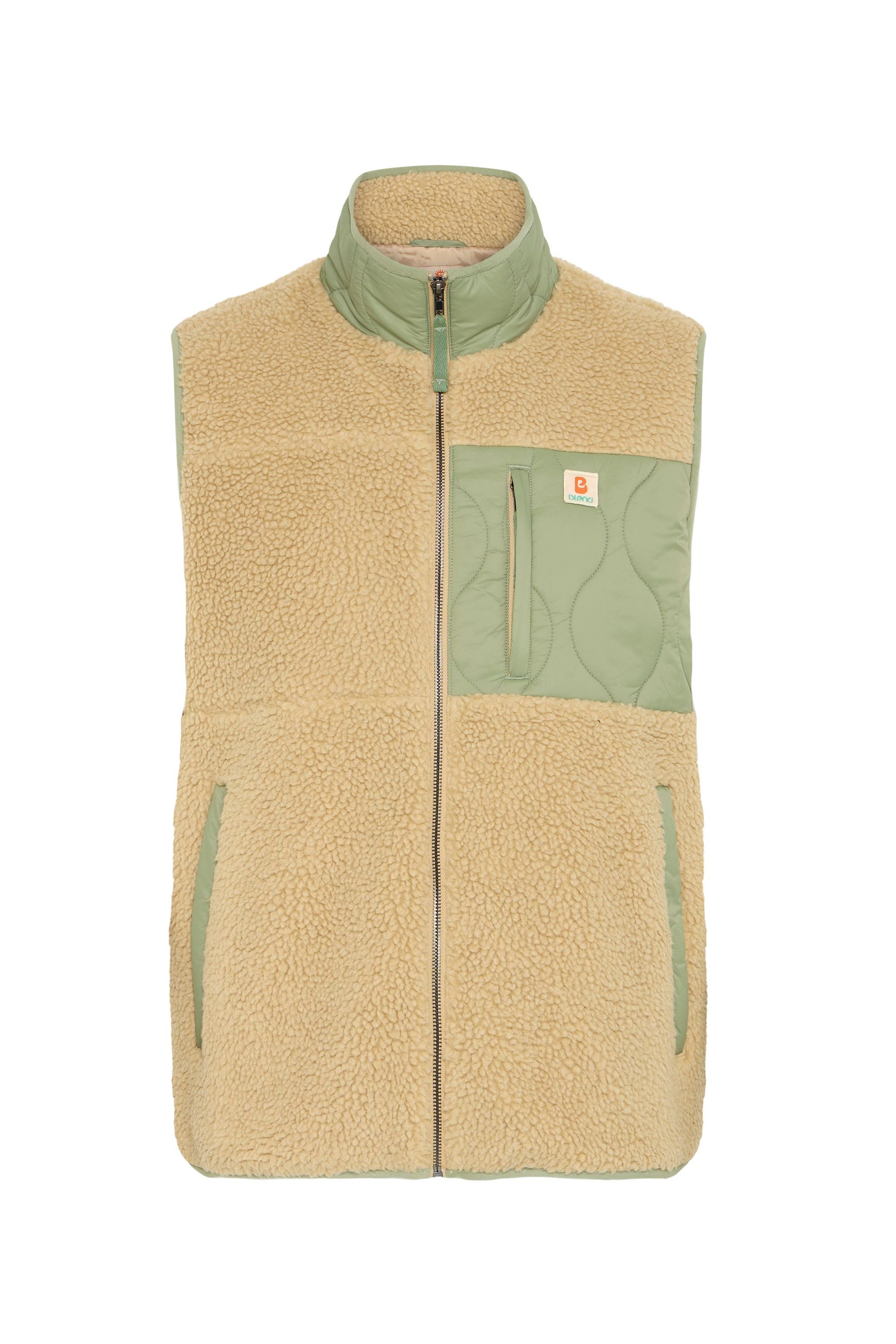 Blend Plüschweste BHSun Bequeme Teddy-Weste mit konstrastfarbenen Stepp-Details