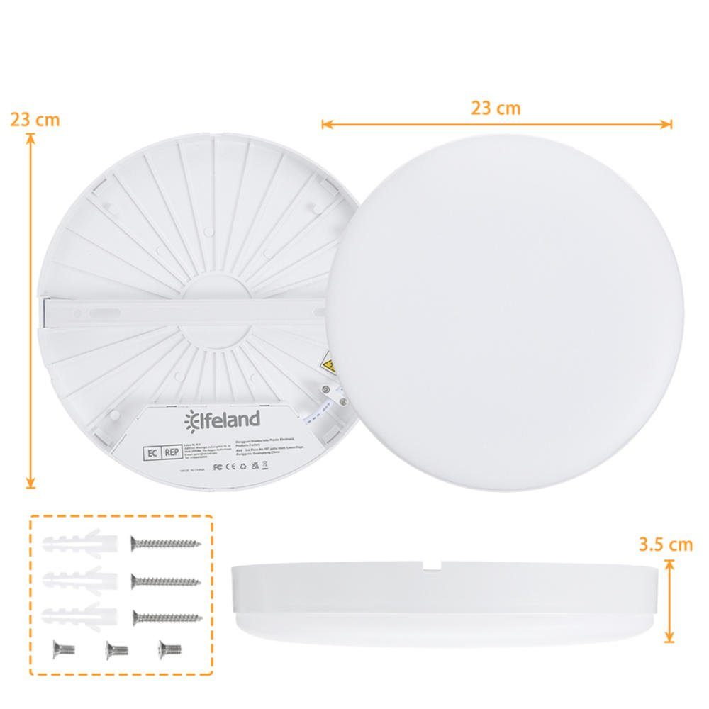 φ23cm,24W,IP54,2200LM Deckenleuchte EL-TL-007, ECSEE 6000K Kaltweiß,