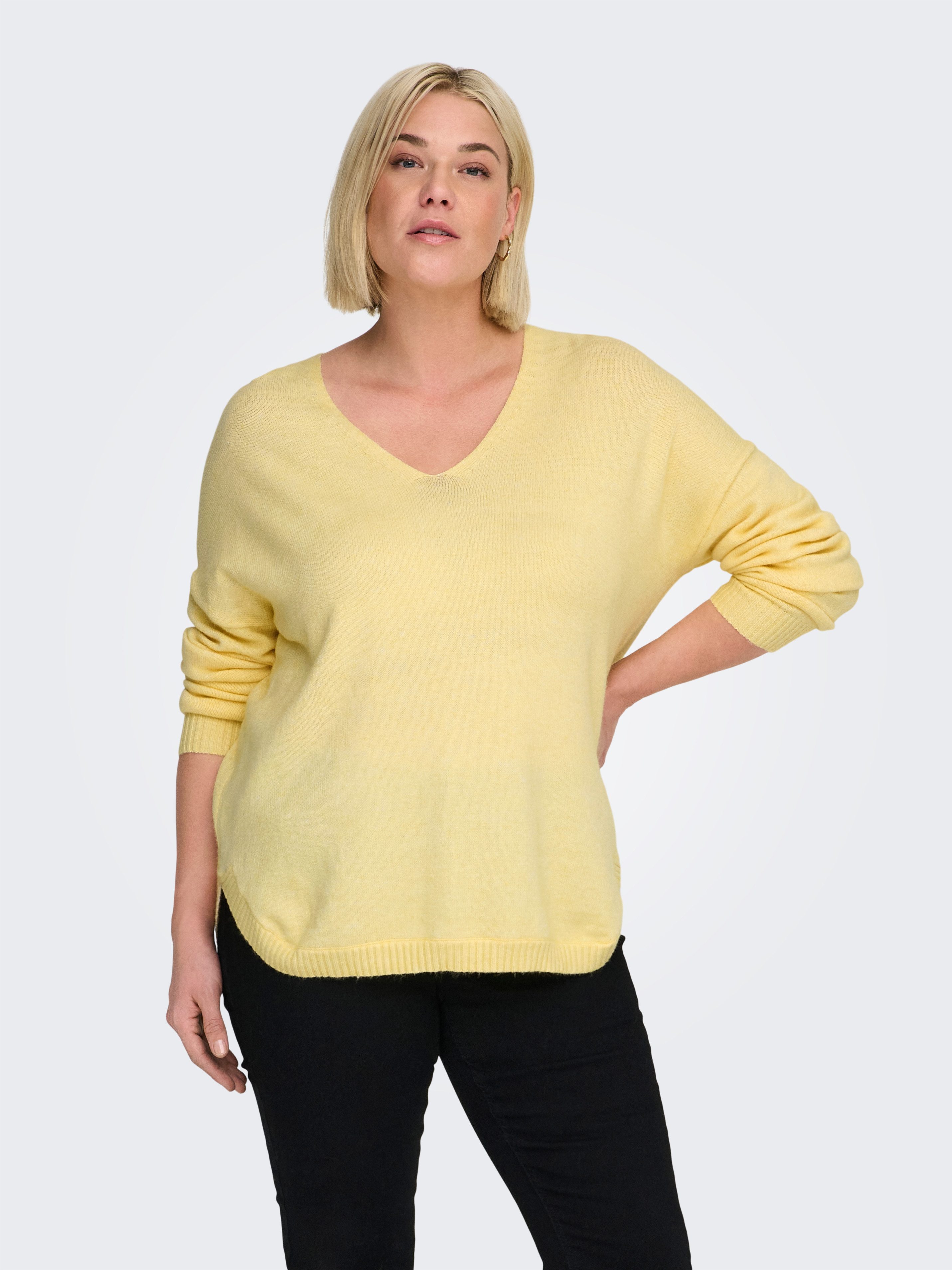 ONLY CARMAKOMA V-Ausschnitt-Pullover CARMARGARETA LS PULLOVER KNT NOOS Viskosemischung, regular fit