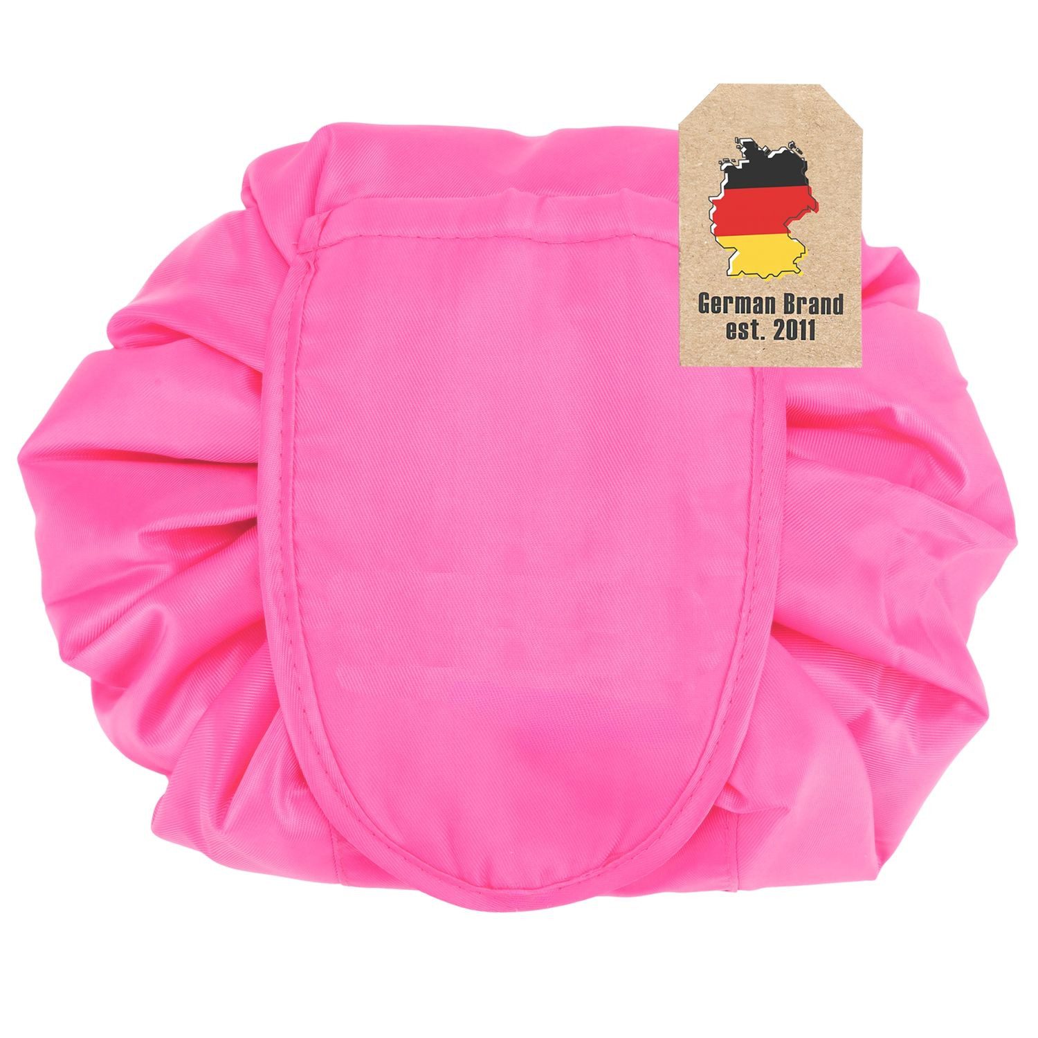 Intirilife Kosmetiktasche (Kulturbeutel mit Kordelzug in FUCSIA PINK), Runder One Step Kosmetikbeutel Kosmetiktasche