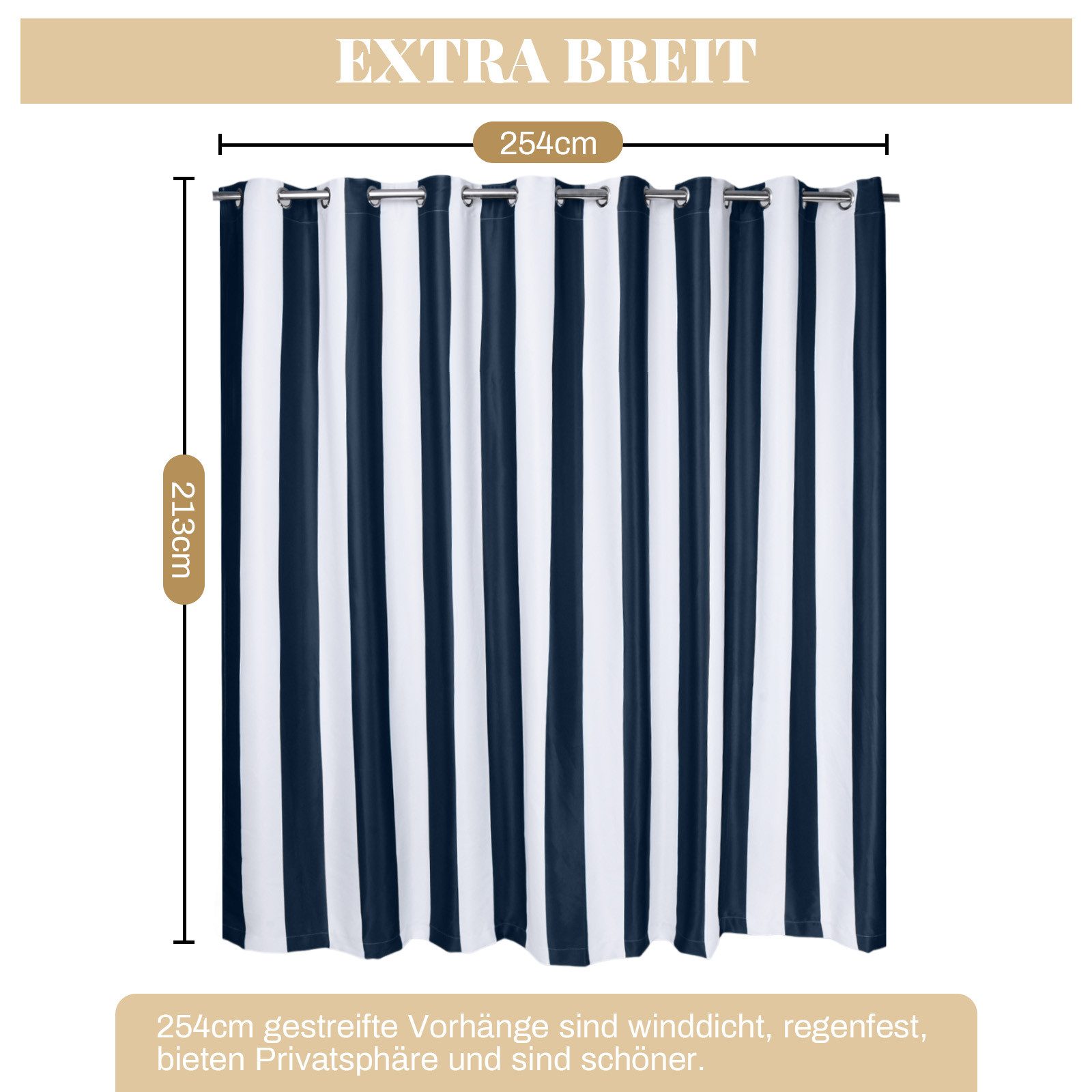 Jibenhome Outdoorgardine Vorhang Gestreifte Style,Outdoor Vorhang günstig online kaufen