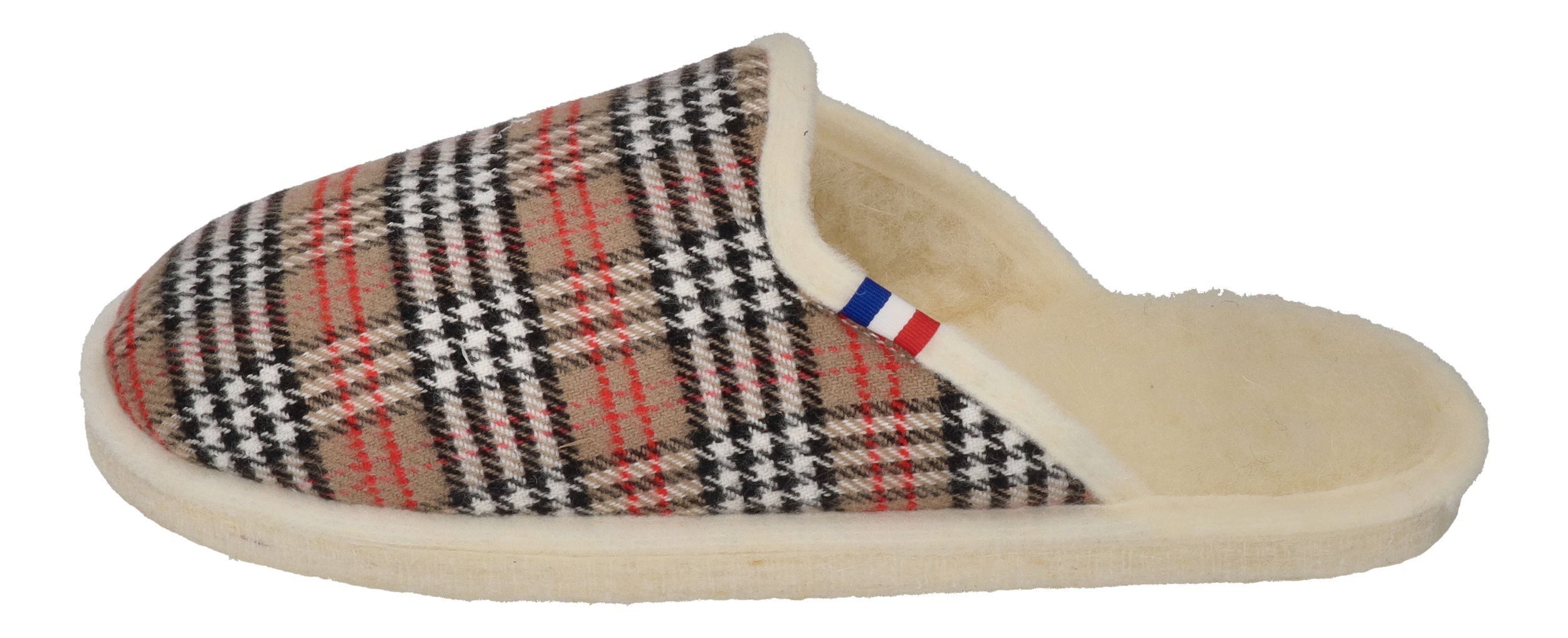 espadrij l´originale CHAUSSON WOOLCHECK Hausschuh Sable Check Small
