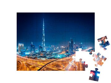 puzzleYOU Puzzle Dubai bei Nacht, Vereinigte Arabische Emirate, 48 Puzzleteile, puzzleYOU-Kollektionen Dubai, Architektur, Burj Khalifa