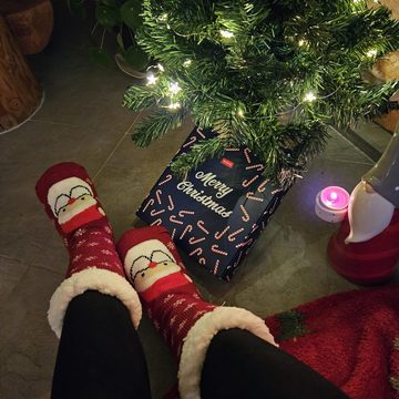 Soxo Socken Kuschelsocken Lustige Geschenke Für Frauen Weihnachtssocken (1 Paar) Warme socken