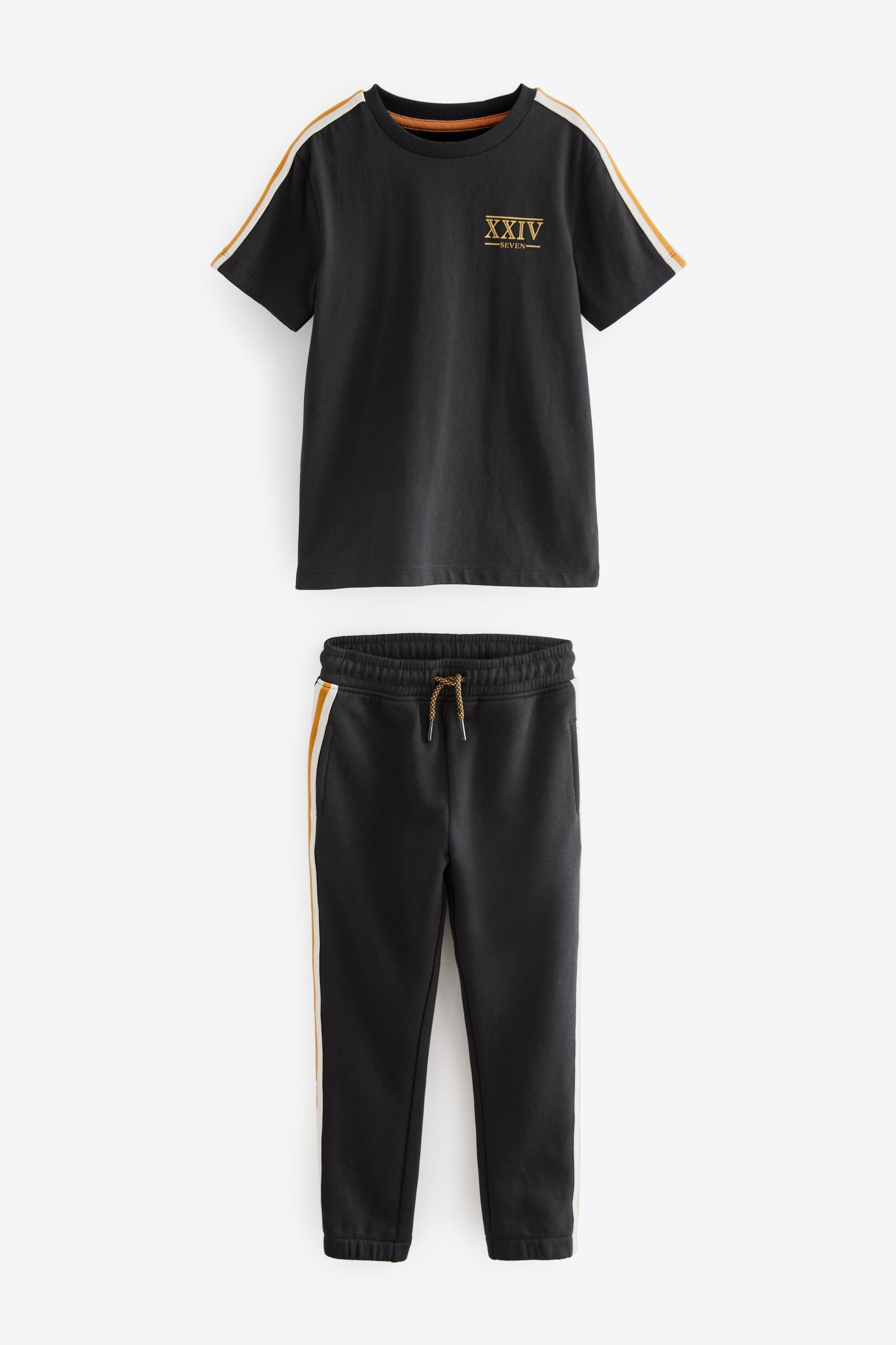 Hose mit Next & Zierband (2-tlg) Jersey und Shirt aus T-Shirt Jogginganzug