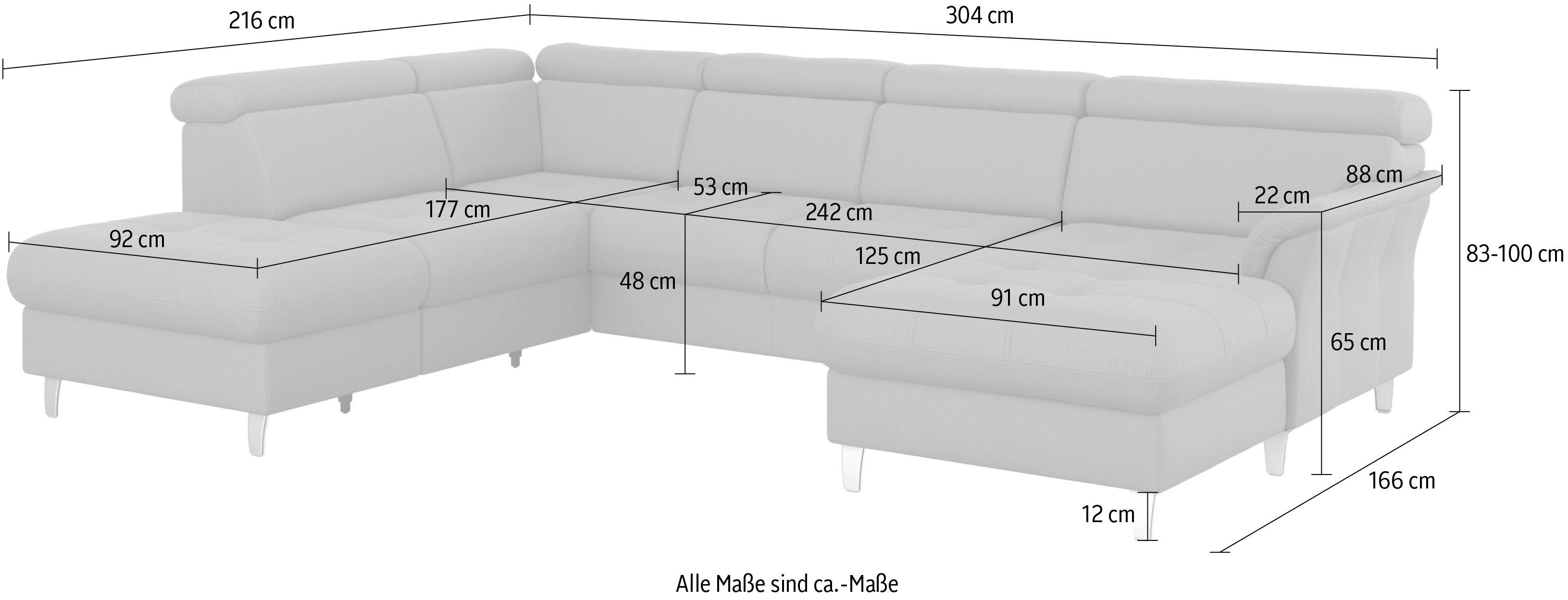 sit&more Wohnlandschaft Marano, inklusive Kopfteilverstellung, Bettkasten Bettfunktion, mit wahlweise