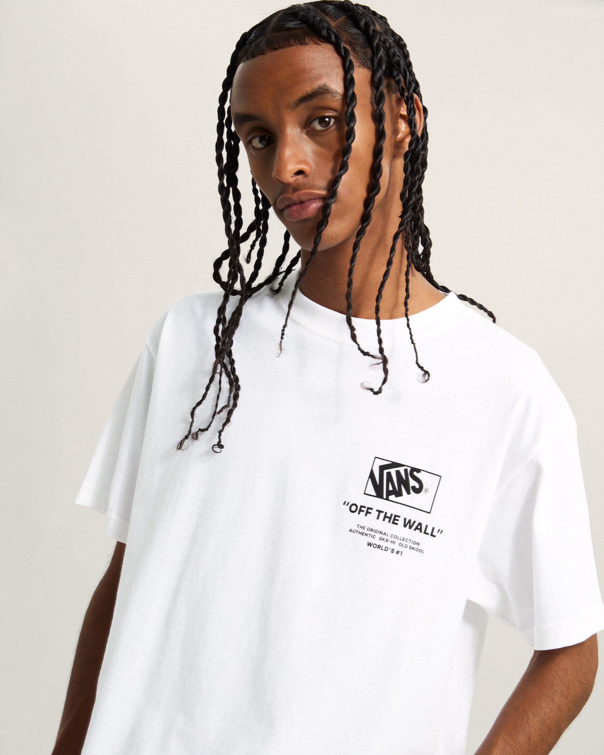 Vans T-Shirt Stacked Hi SS Tee Kurzarm, für Erwachsene, aus Baumwolle, mit Front- und Rückendruck