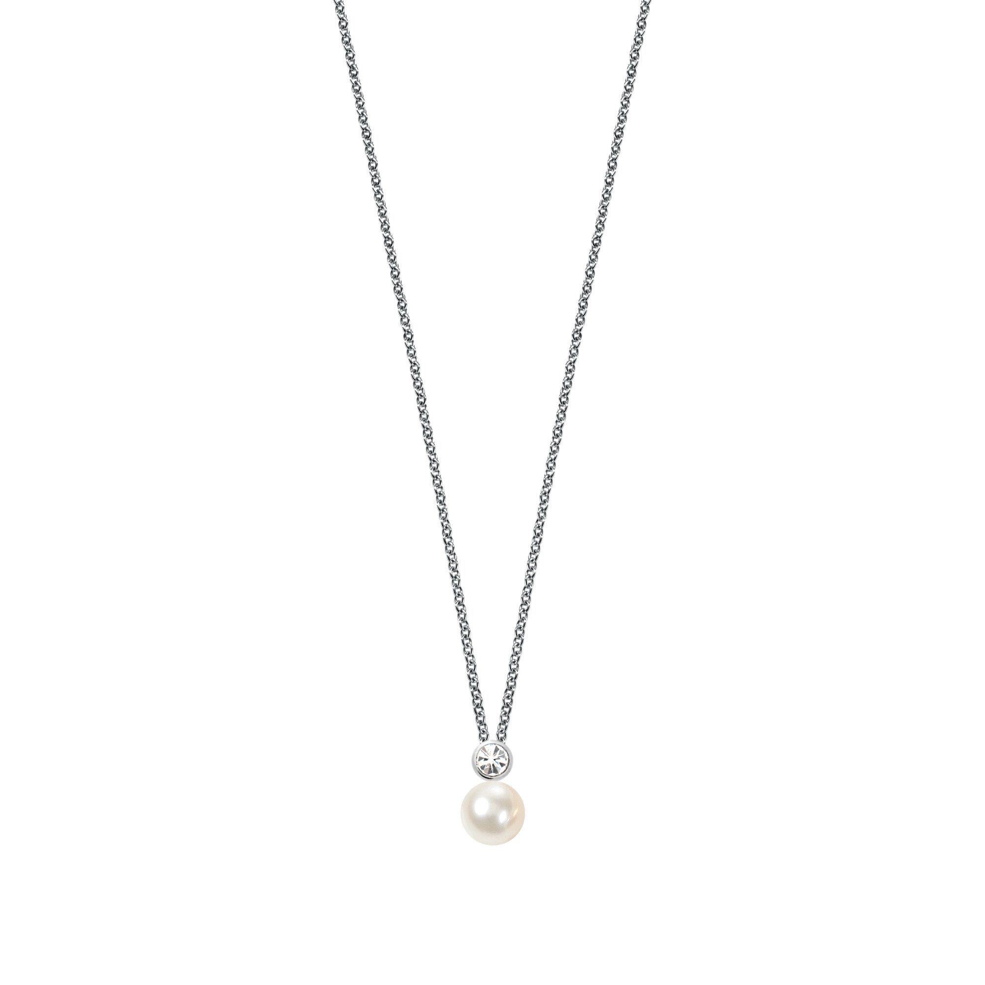 MORELLATO Kette mit Anhänger Perla Halskette SANH02 925 Silber Zuchtperle Zirkonia 40+5 cm Damen