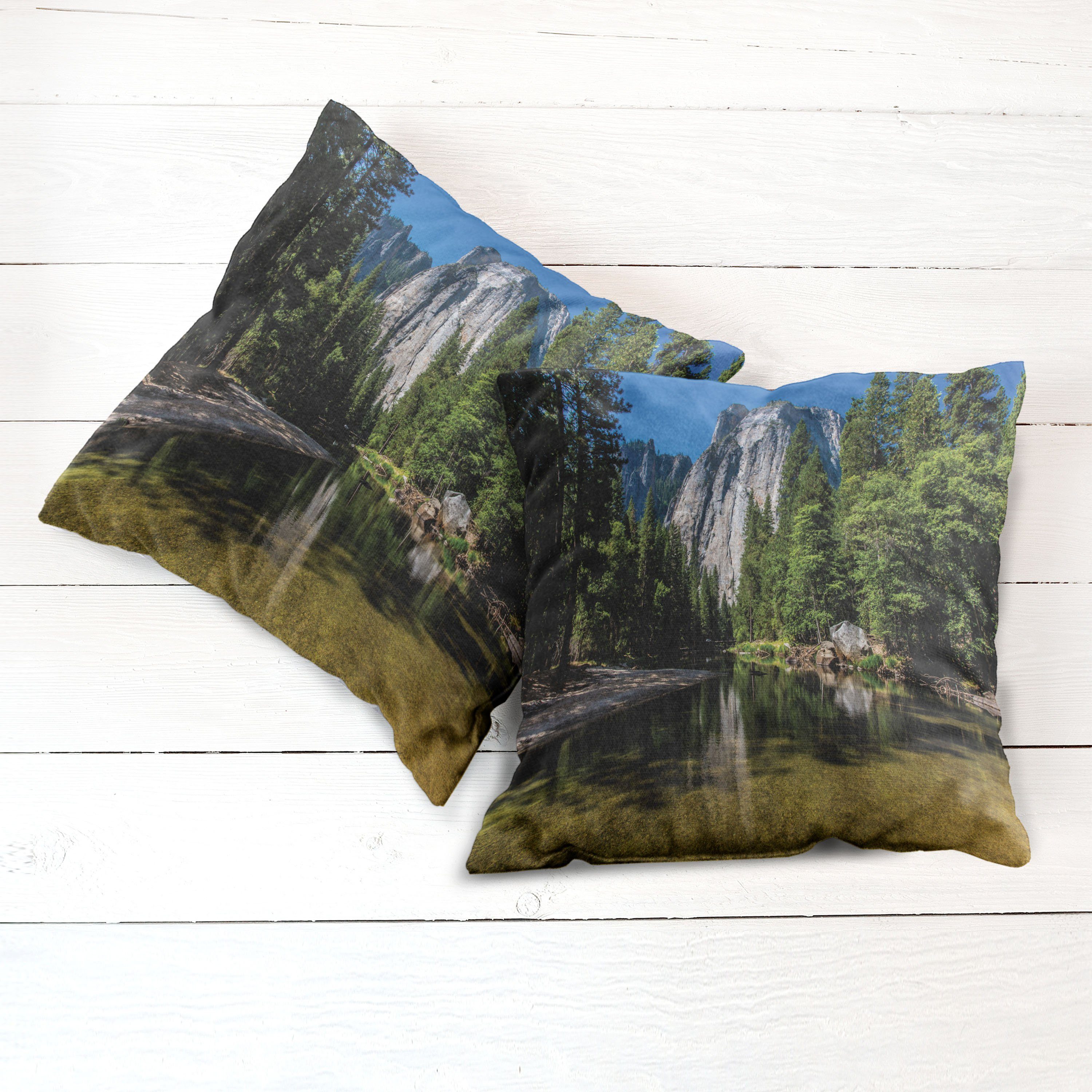 Klippe Fluss Natur (2 Kissenbezüge Doppelseitiger Modern Accent Abakuhaus Granit Stück), Digitaldruck,