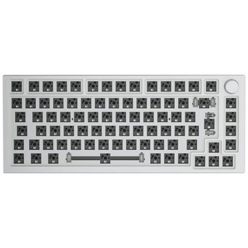 Glorious PC Gaming Race GMMK Pro White Ice Gaming-Tastatur (75% TKL Tastatur, Barebone, ISO-Layout, Anti-Ghosting, NKRO, RGB-Beleuchtung, Silber)
