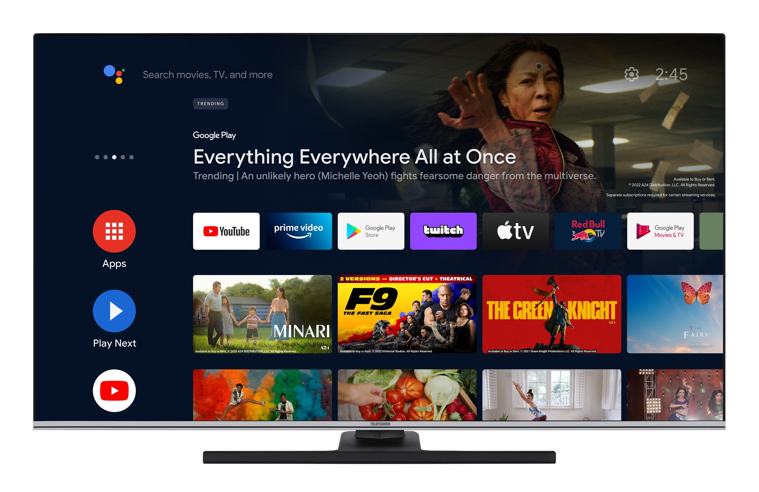 Telefunken QU50AN900M QLED-Fernseher (126 cm/50 Zoll, 4K Ultra HD, Android TV, Smart TV, HDR Dolby Vision, Triple-Tuner, Bluetooth, Dolby Atmos)