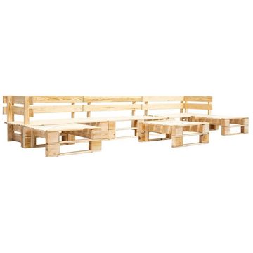 vidaXL Gartenlounge-Set 6-tlg. Paletten-Lounge-Set mit Kissen in Rot Holz, (6-tlg)