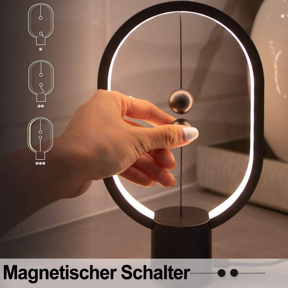 Schreibtischlampe Licht, Rosnek Tischleuchte LED Lampe Nachttisch Schwarz Balance Mode USB-betrieben Magnetschalter LED