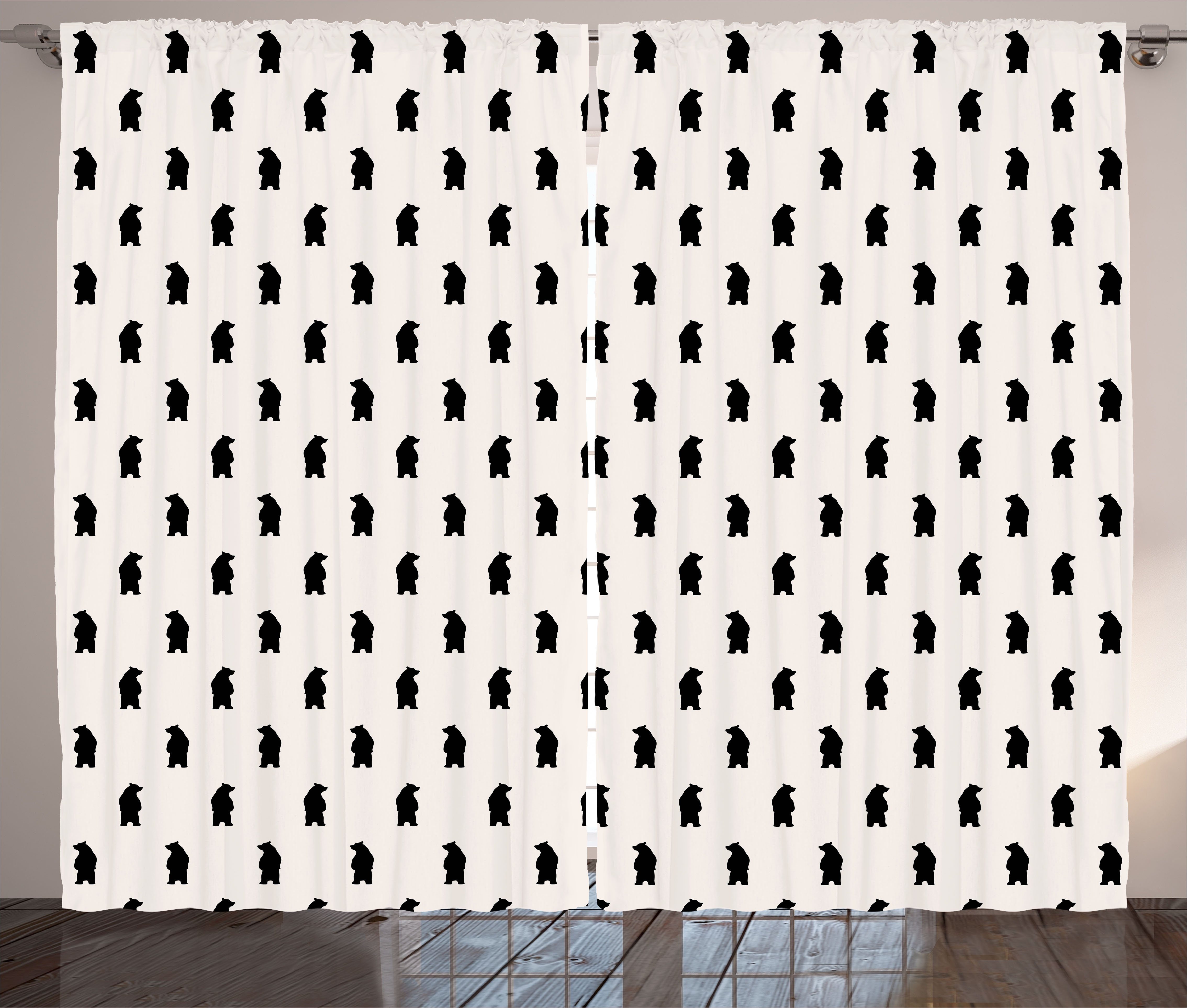 Vorhang Abakuhaus, Schlaufen Kräuselband Black und Haken, mit Gardine Schlafzimmer Silhouetten Bear Tier