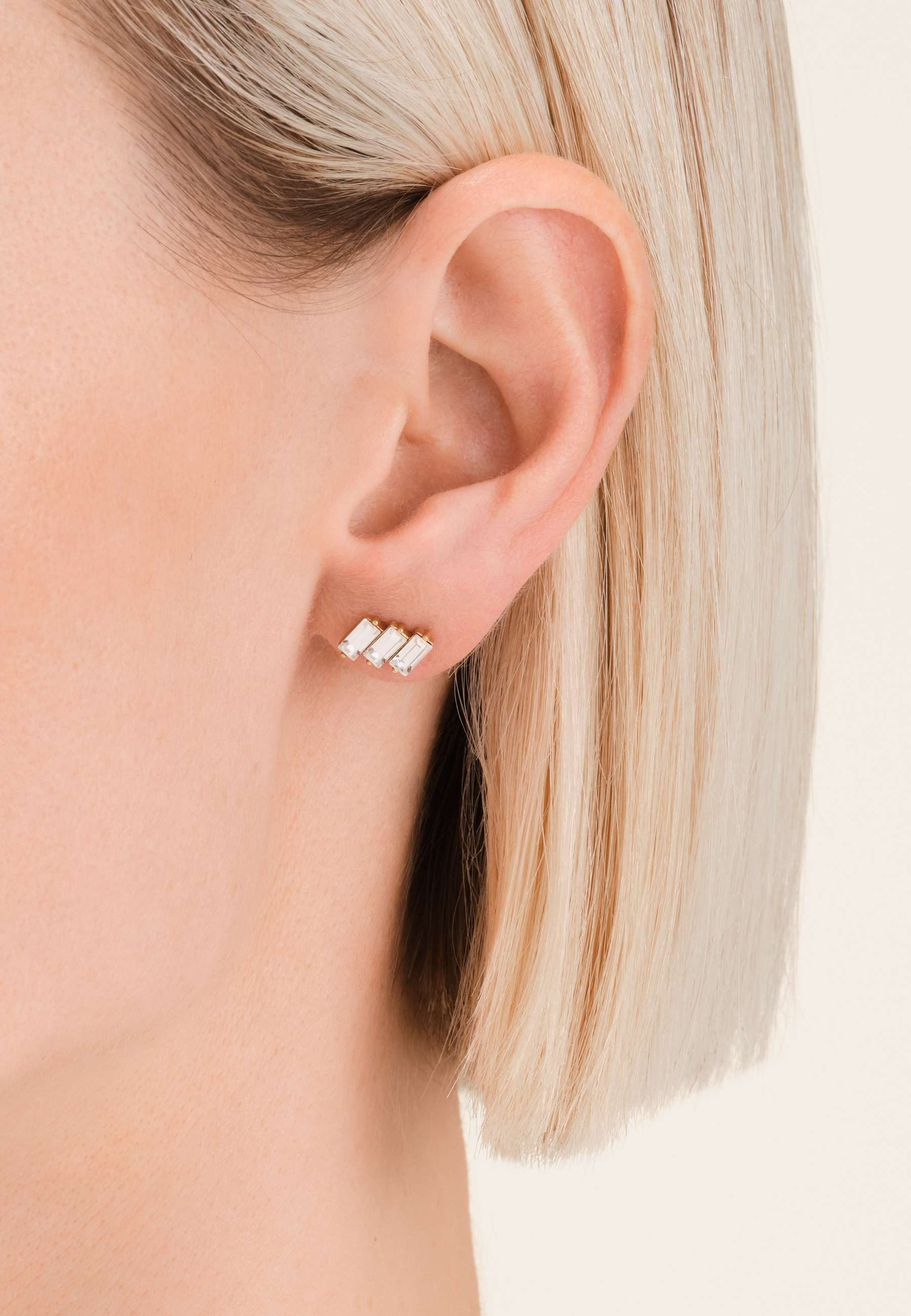 ROSEFIELD Ohrring-Set ROSEFIELD Damen-Schmuck dreifache Baguette-Nieten Goldfarben