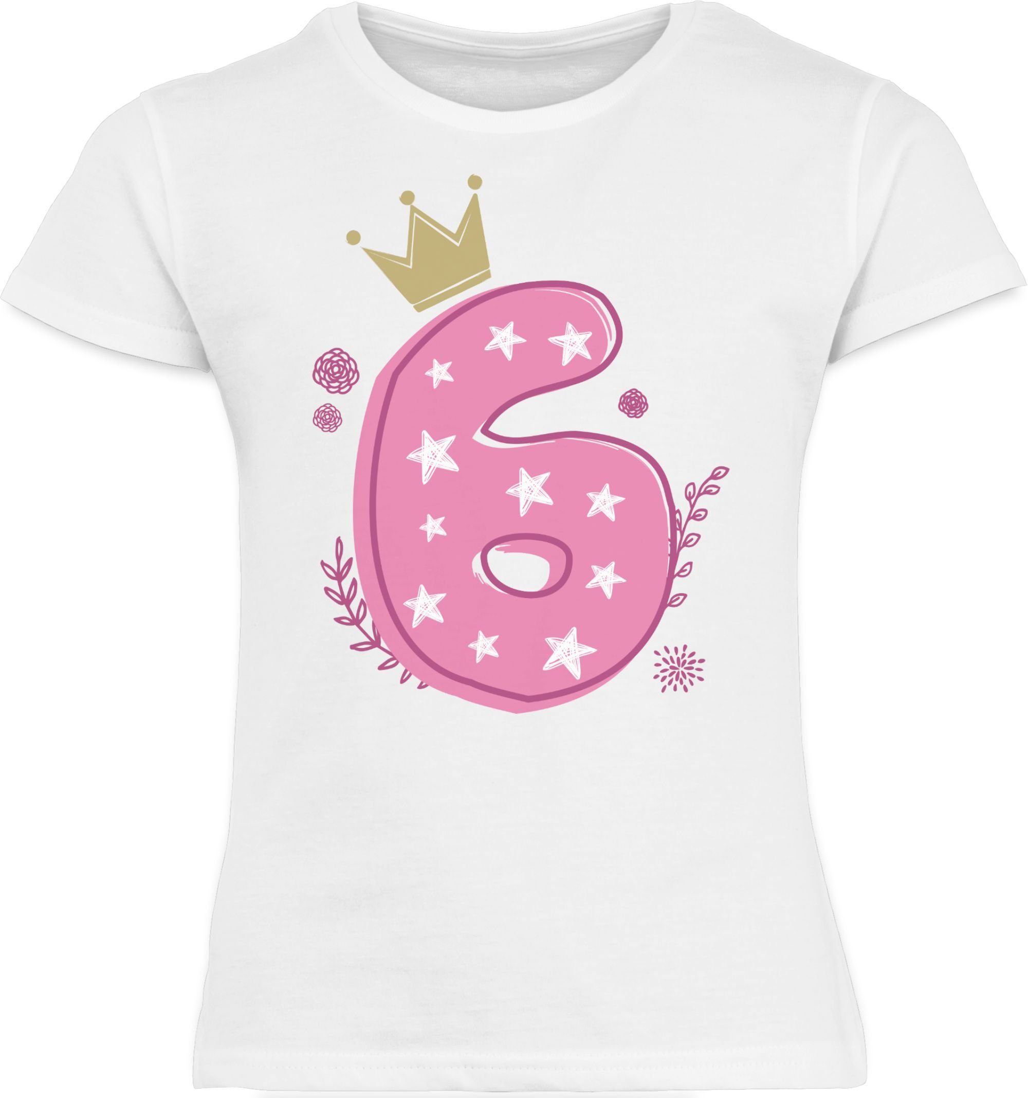 T-Shirt Sechster Mädchen Krone Sterne