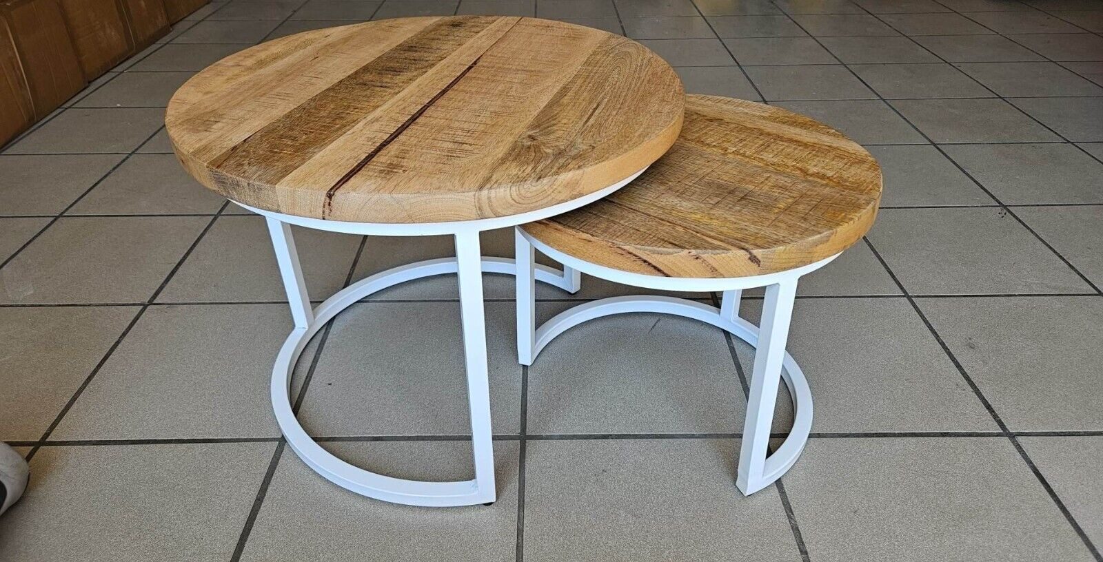 Couchcenter Couchtisch 2er Set Couchtische Satztische Sam Mango Holz Metall günstig online kaufen