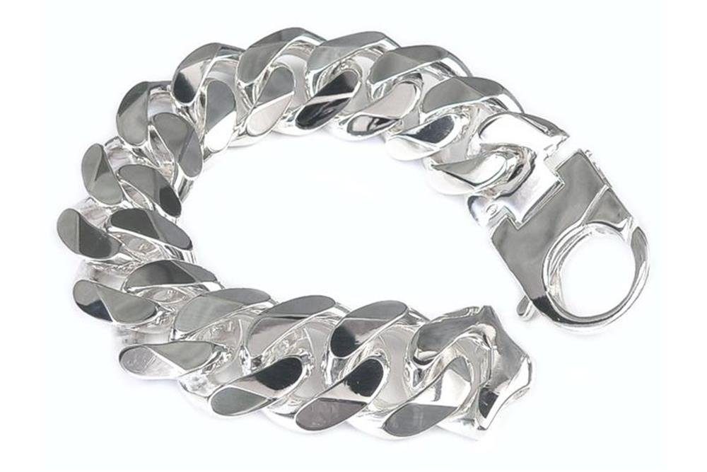 Panzerkette Silberarmband Länge Armband Silber, 23mm 925 Silberkettenstore 21,5cm -