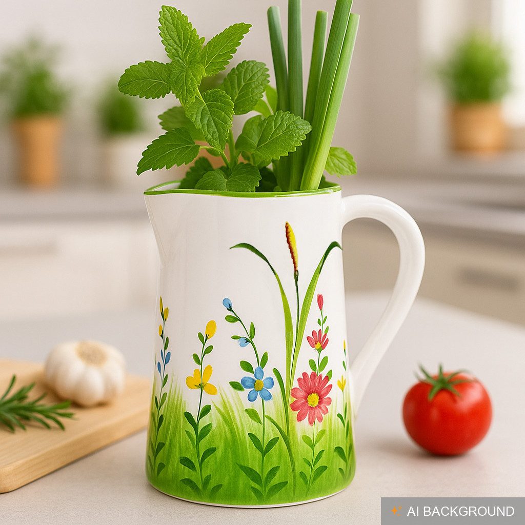 Lashuma Wasserkrug Blumenwiese, (1-tlg., ca. 19 cm (1,5 l), Großer Keramik Teekrug aus Italien