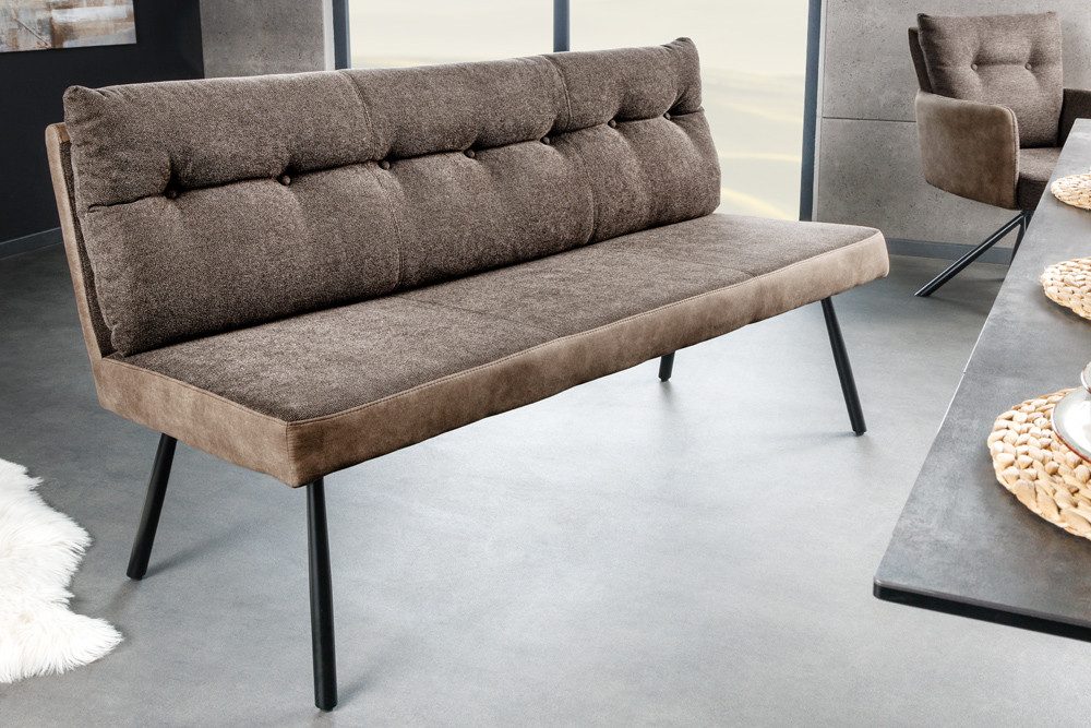 riess-ambiente Sitzbank BIG GEORGE 160cm taupe / schwarz (Einzelartikel, 1-St), Microfaser · Strukturstoff · mit Lehne · Metall-Beine · Modern Design