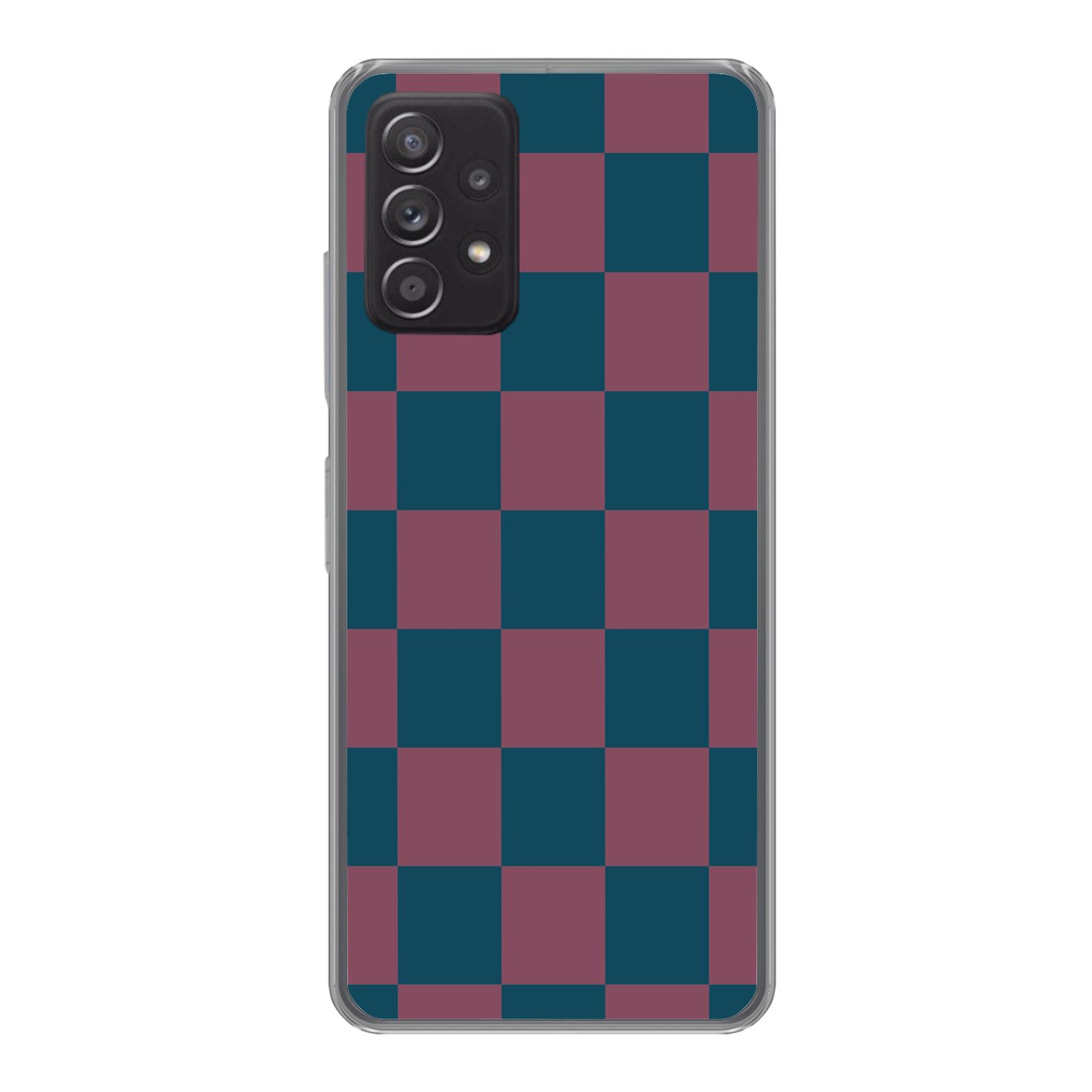 MuchoWow Handyhülle für Samsung Galaxy A33 5G Schachbrett Druck - Blau - Rot - Würfel, Smartphone-Bumper, Print, Handy Schutzhülle Dünn