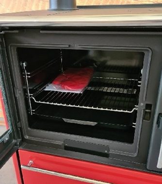 Plamen Festbrennstoffherd 850 rot, linke Version, 8,00 kW