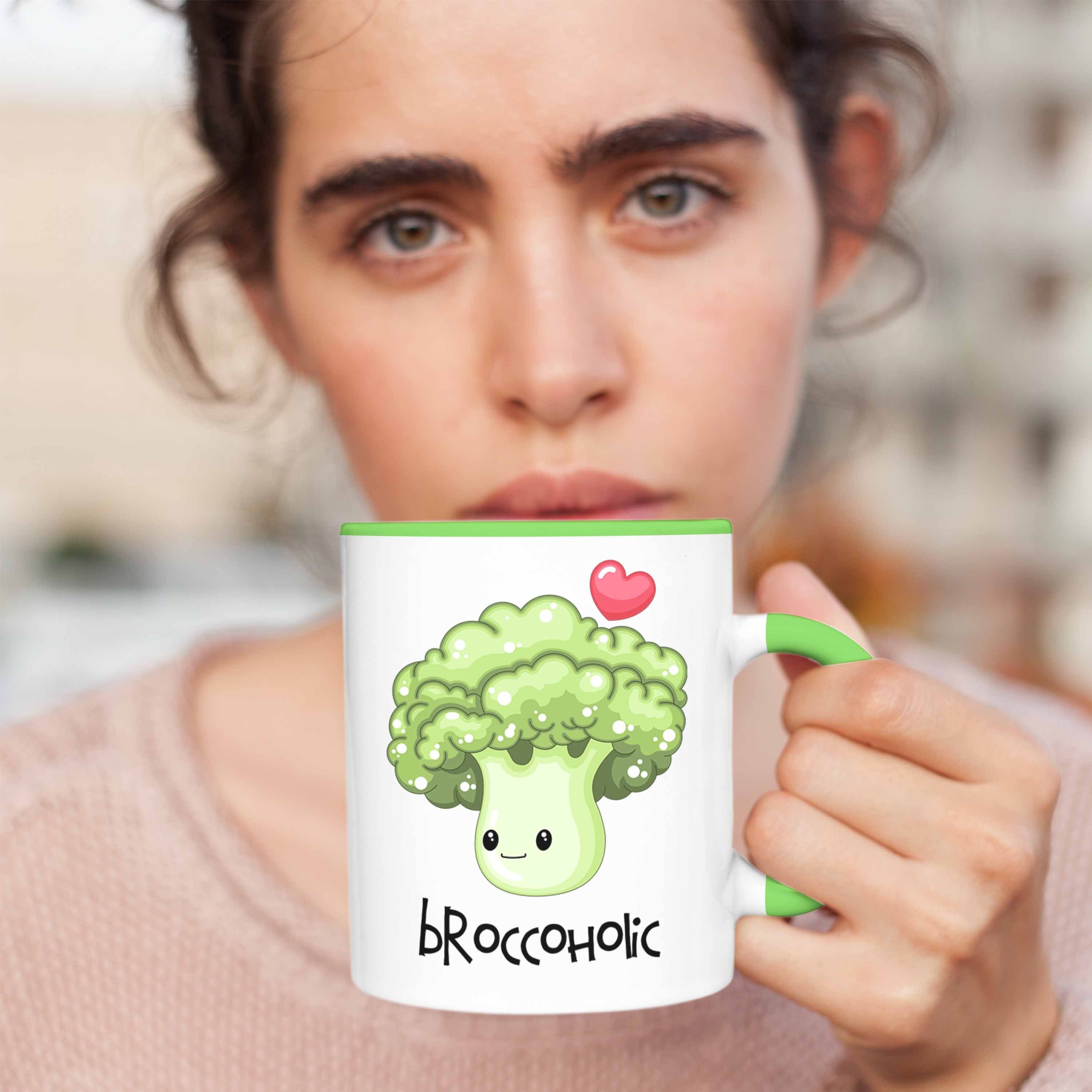 "Broccoholic" für Grün Tasse Witziges Geschenk Trendation Broccoli-Tasse Gemüseliebh Lustige