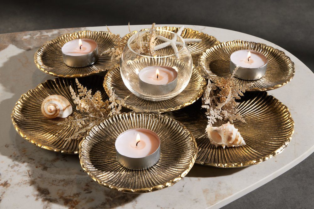 riess-ambiente Dekoschale ABSTRACT LEAF 45cm gold (Einzelartikel, 1 St), Wohnzimmer · Esszimmer · Schmuckschale · Metall · Handmade