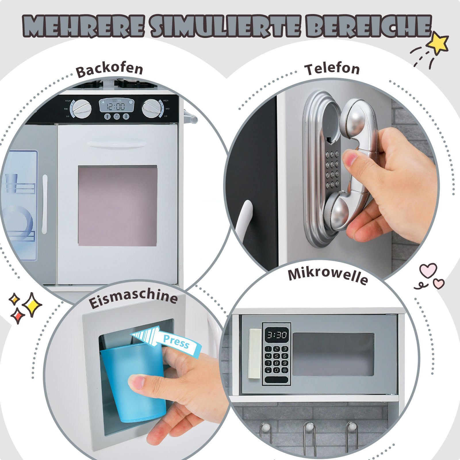 COSTWAY Spielküche Kinderküche, mit Zubehör & Tafel günstig online kaufen