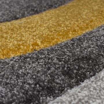 Teppich Abstrakter Moderner Designerteppich in Grau-Ocker, leicht zu pflegen, KADIMA DESIGN, Läufer, Höhe: 12 mm