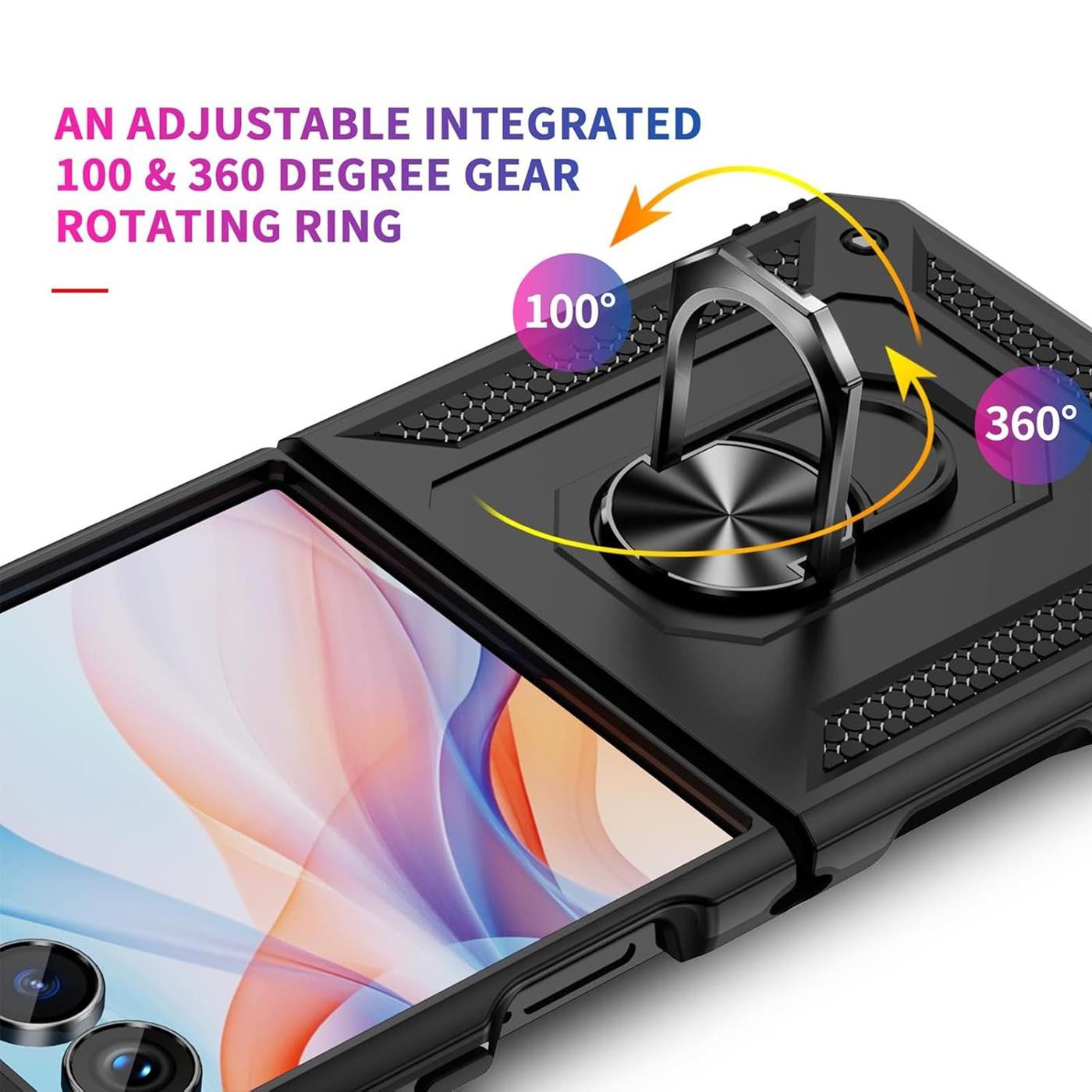 CoolGadget Handyhülle Schwarz als 2in1 Schutz Cover Set für das Samsung Galaxy Z Flip 7 6,9 Zoll / 4,1 Zoll, 2x Glas Display Schutz Folie + 1x TPU Case Hülle fü – Bild 4 von 5