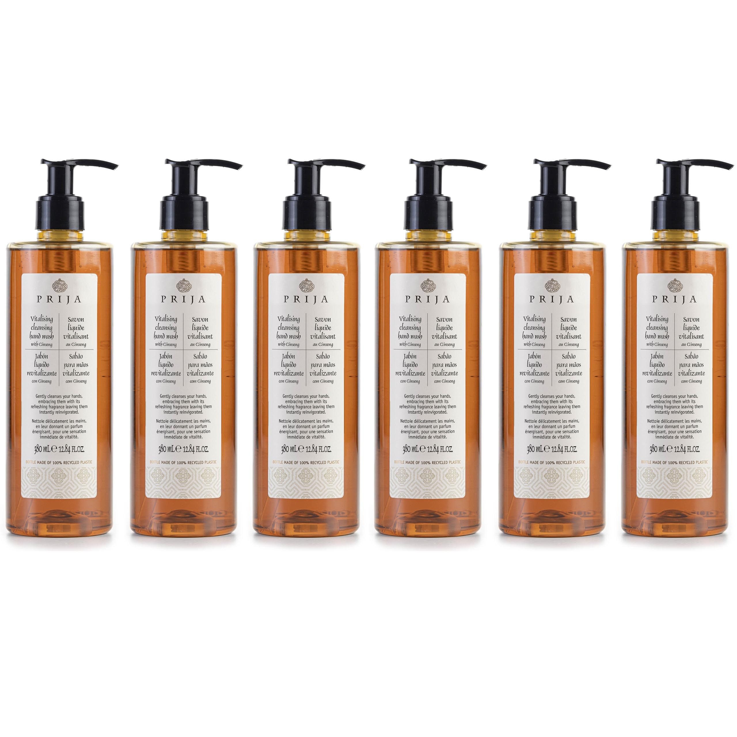PRIJA Flüssigseife PRIJA Flüssigseife mit Ginseng-Extrakt, VEGAN, 380 ml, 6-tlg.