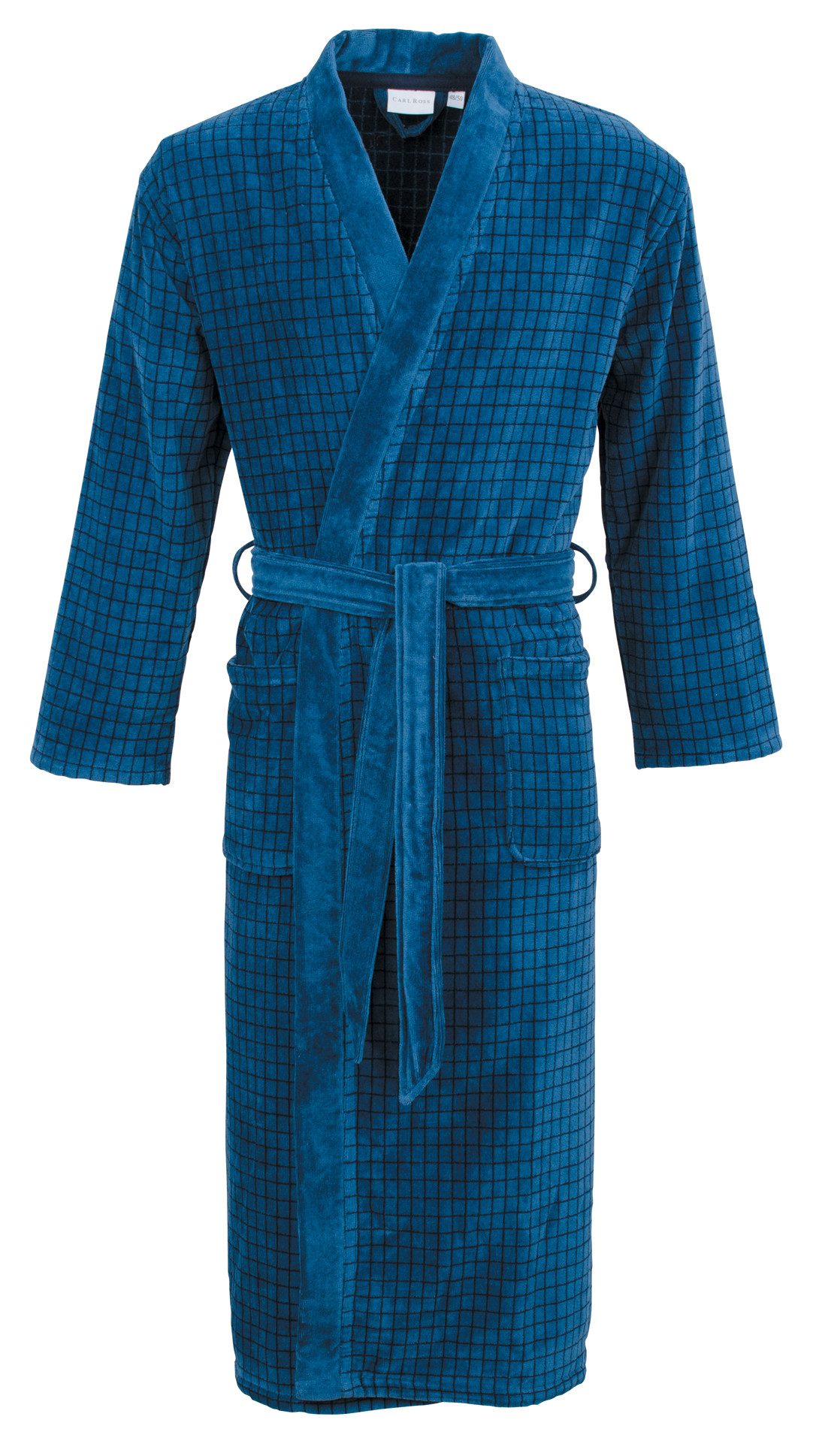 Carl Ross Herrenbademantel Velours, Langform, Velours, Kimono-Kragen, Gürtel, Kimono