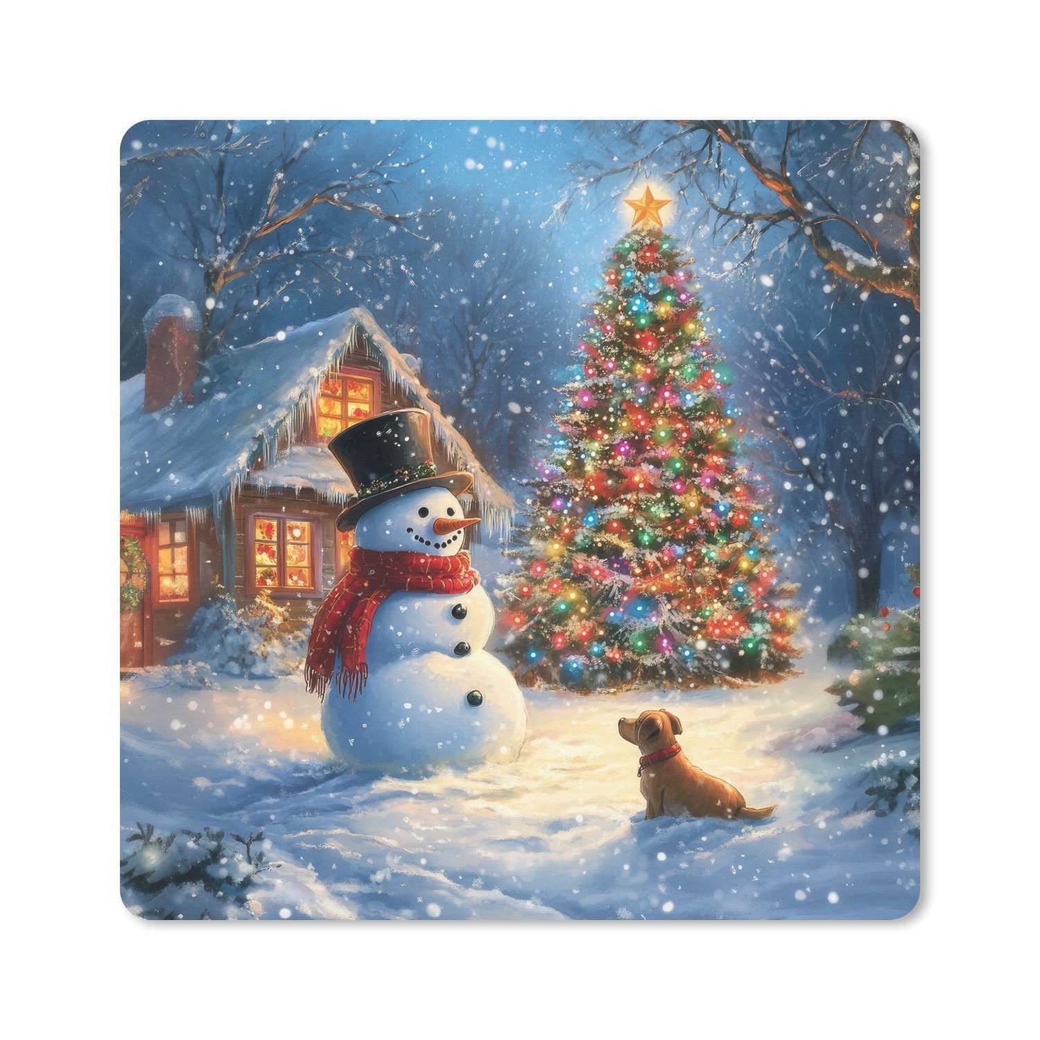 MuchoWow Mauspad Weihnachtswunder - Winterabend - Farbenfroh (1-St), Mousepad, Schreibtisch Zubehör, Deko, 20x20 cm