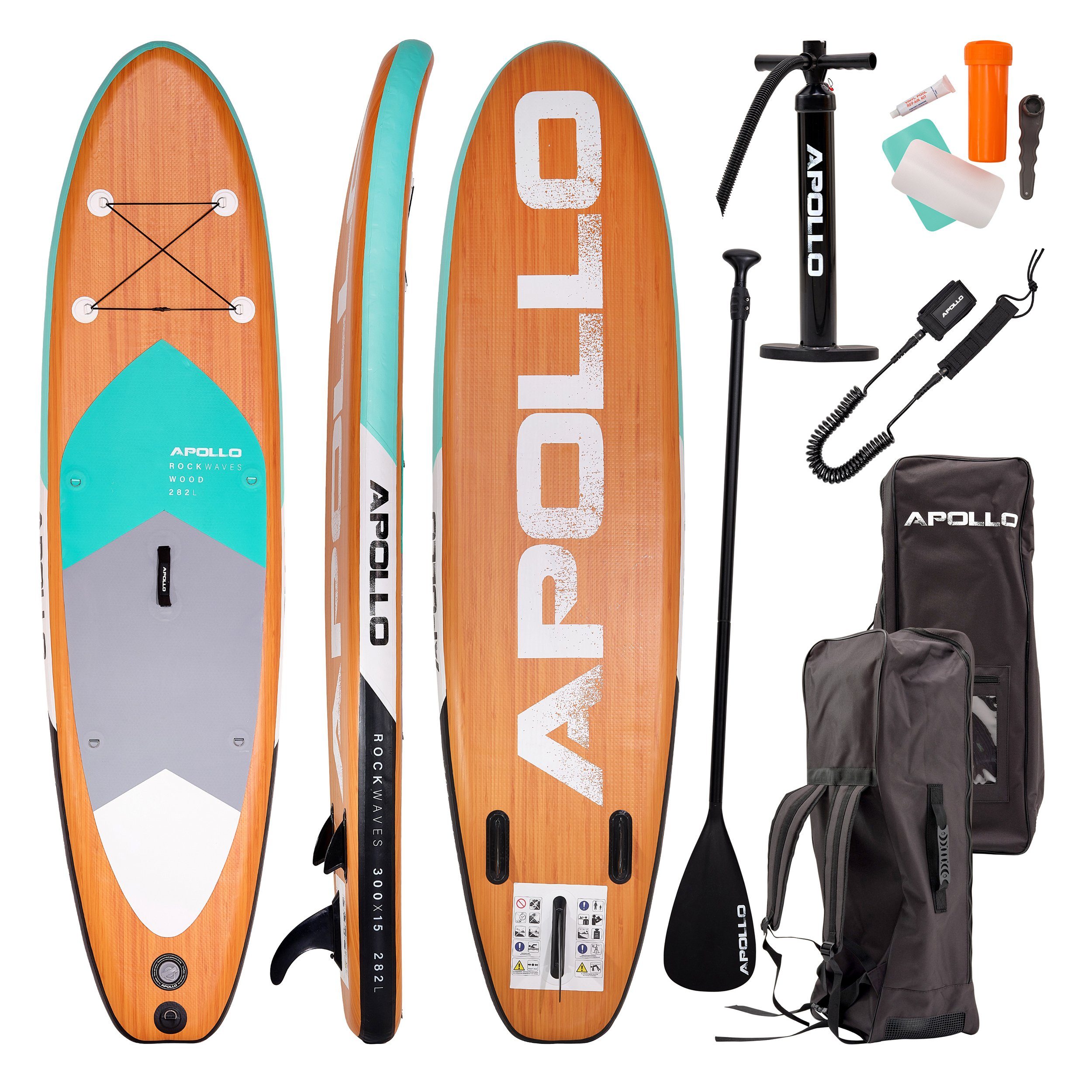 Apollo Inflatable SUP-Board Aufblasbares Stand Up Paddle Board SUP - Wood, aufblasbar