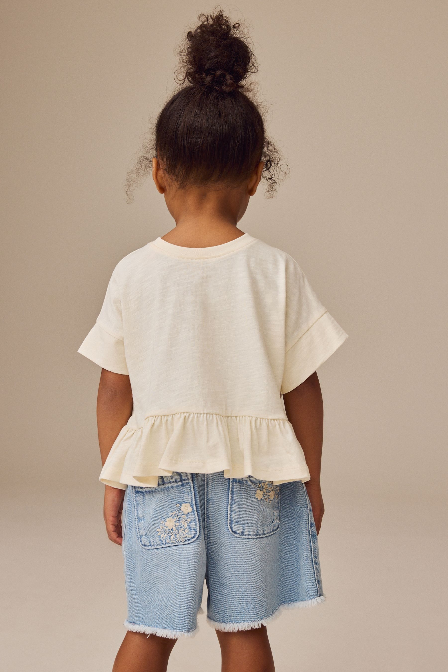 Next Schößchenshirt Kurzarmshirt mit Schößchen aus 100 % Baumwolle (1-tlg)